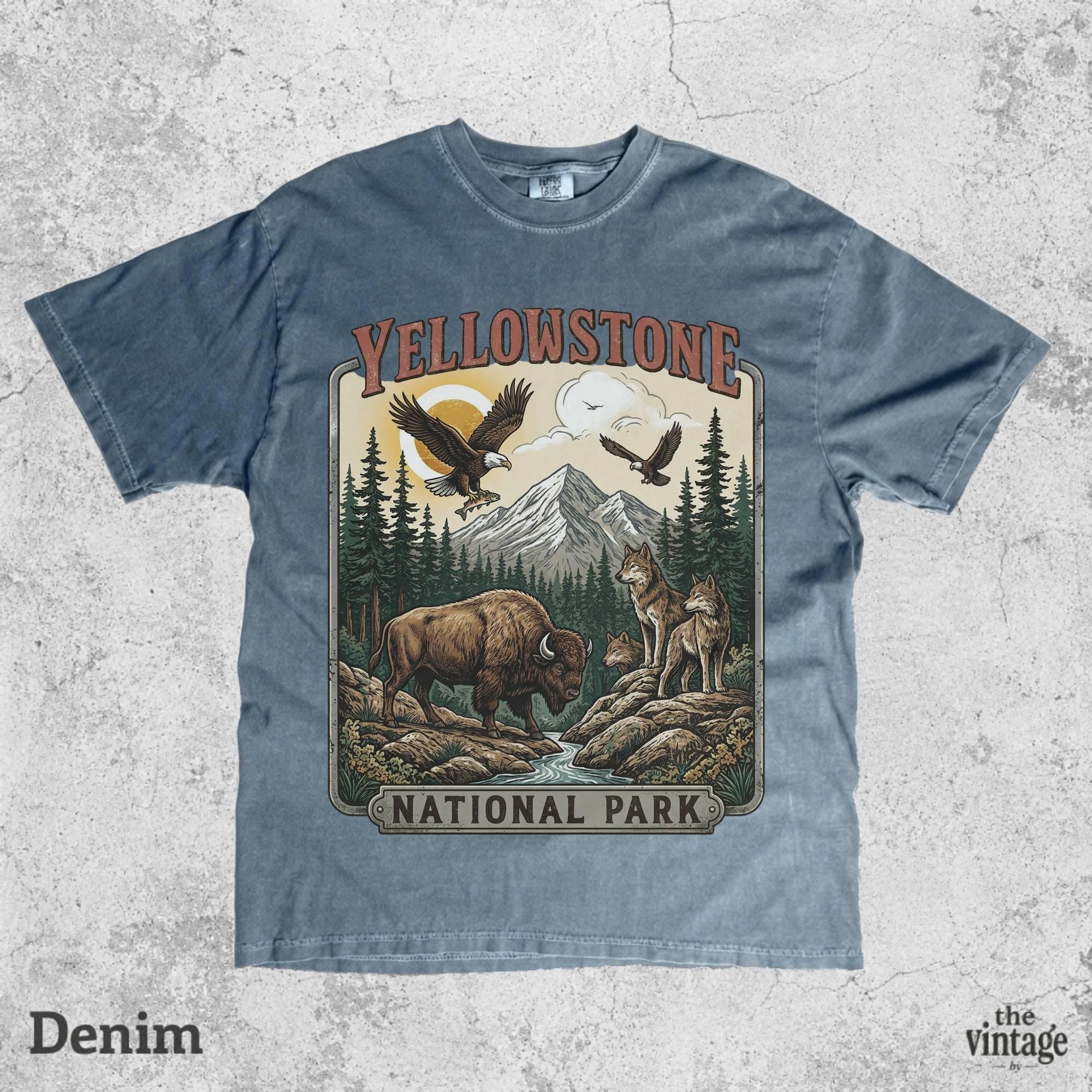Yellowstone National Park Shirt, Vintage Wildlife Graphic Tee, Retro Nature Hiking Shirt, Comfort Colors