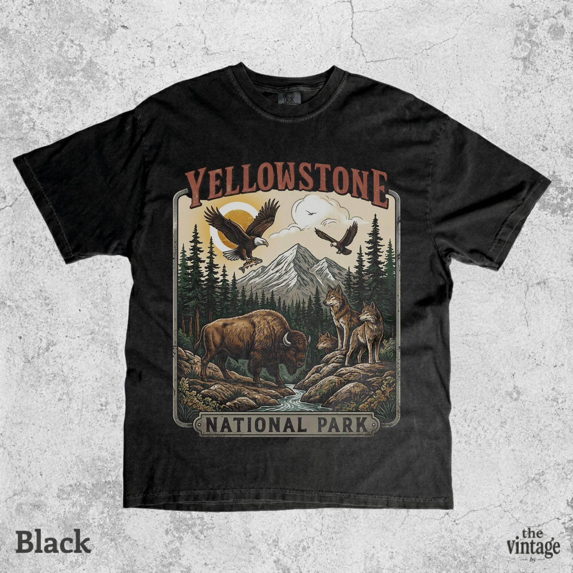 Yellowstone National Park Shirt, Vintage Wildlife Graphic Tee, Retro Nature Hiking Shirt, Comfort Colors