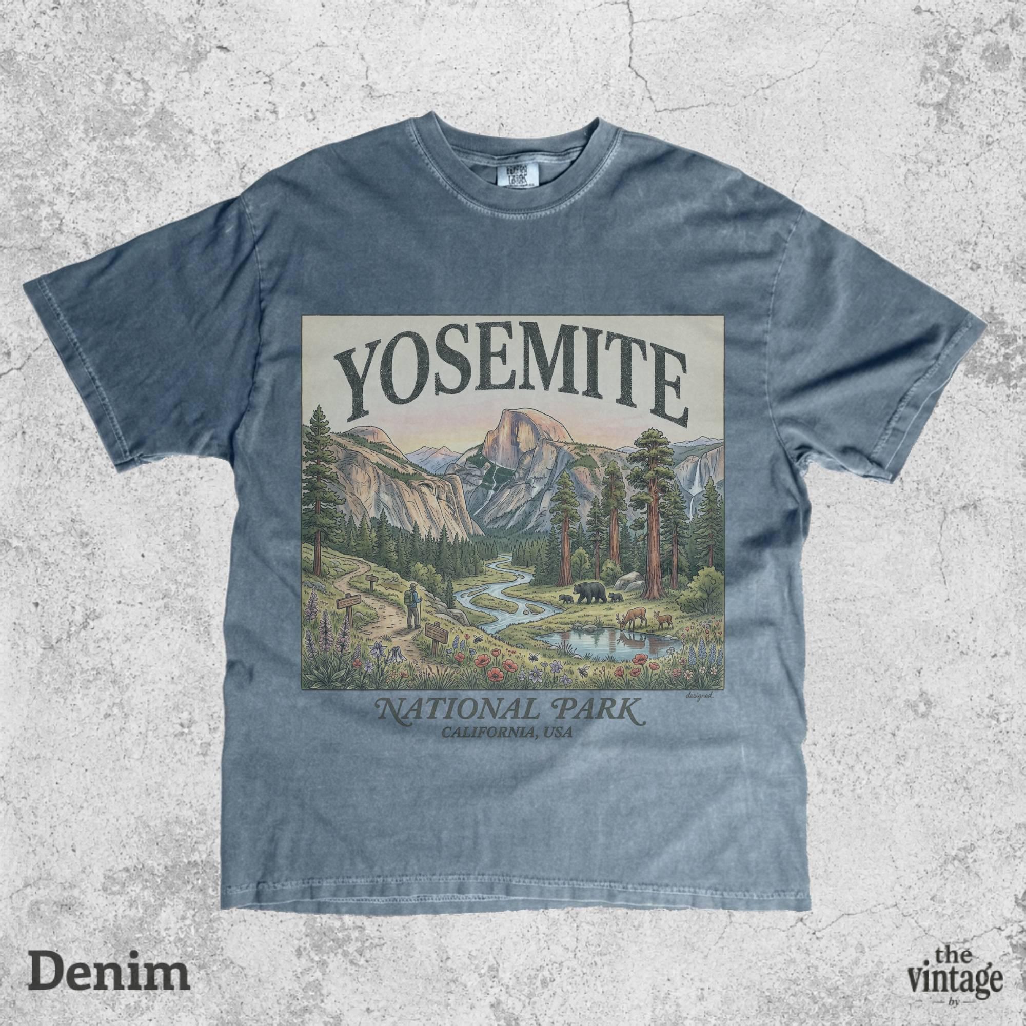 Yosemite National Park Vintage 90s Graphic T-Shirt, Retro Nature Mountain Tee, Comfort Colors Outdoor Hiking Shirt, California Bear Tee