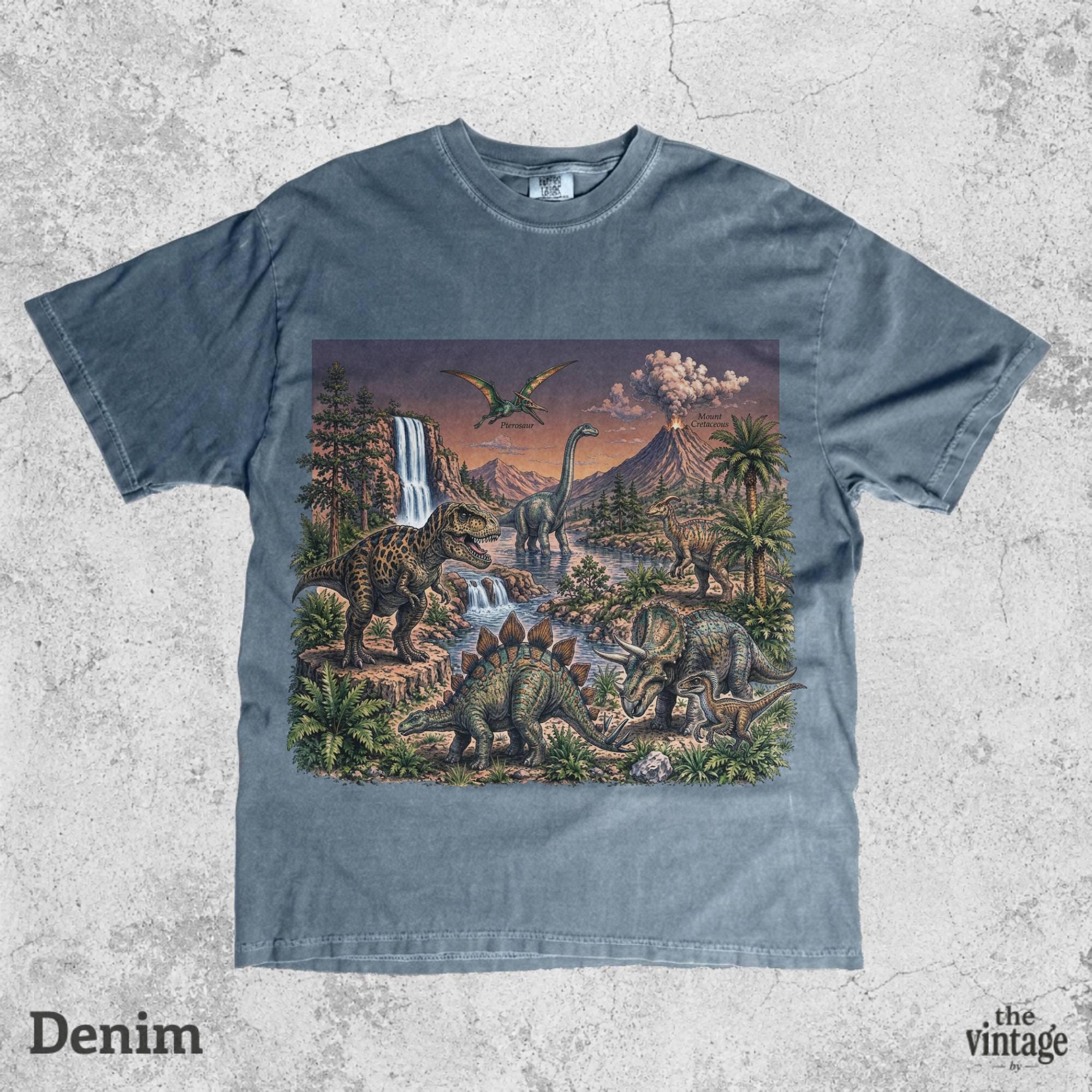 Vintage Dinosaur Landscape Graphic Tee, Jurassic Era Retro T-Shirt, Comfort Colors Dino Shirt, Prehistoric Nature Aesthetic Tee, Dinosaur Te
