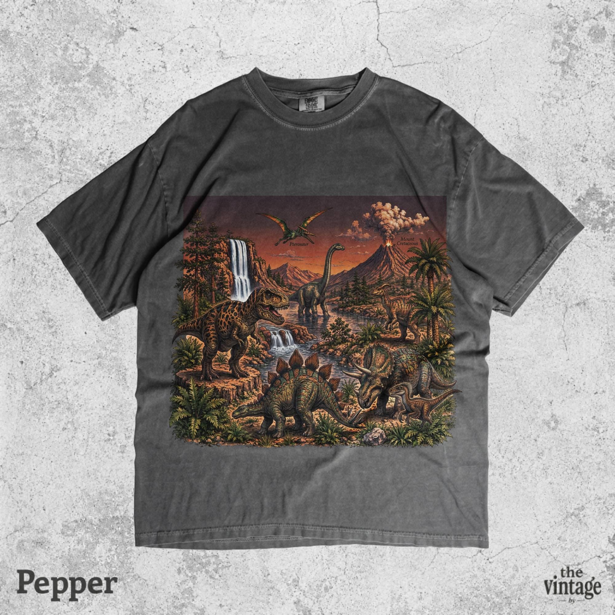 Vintage Dinosaur Landscape Graphic Tee, Jurassic Era Retro T-Shirt, Comfort Colors Dino Shirt, Prehistoric Nature Aesthetic Tee, Dinosaur Te