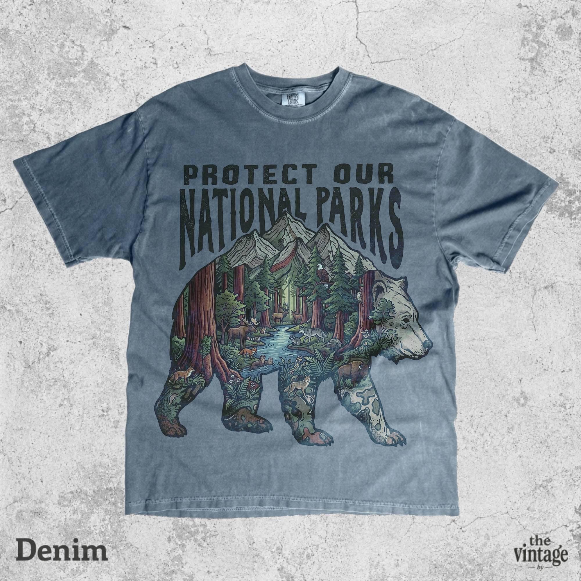 Protect Our National Parks Bear Graphic Tee, Vintage Nature Comfort Colors Shirt, Retro Wildlife Mountain T-Shirt, Outdoor Adventure Gift