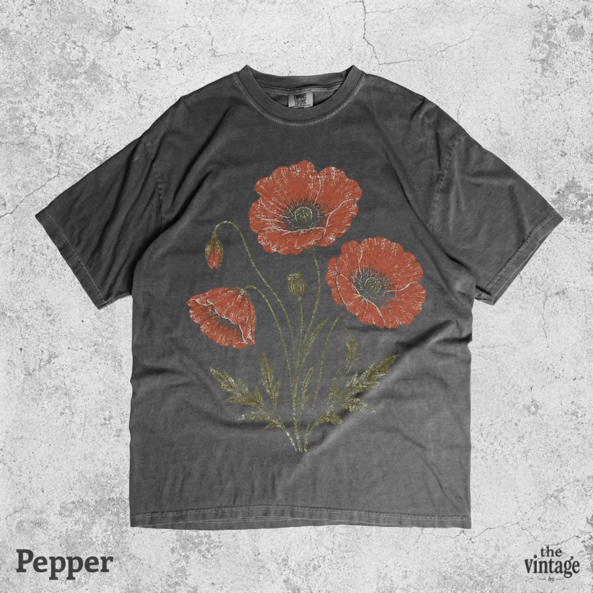 Vintage Poppy Flower Shirt, Botanical Wildflower Tee, Cottagecore Floral Graphic Tee, Retro Nature Shirt, Minimal Flower Aesthetic Tee