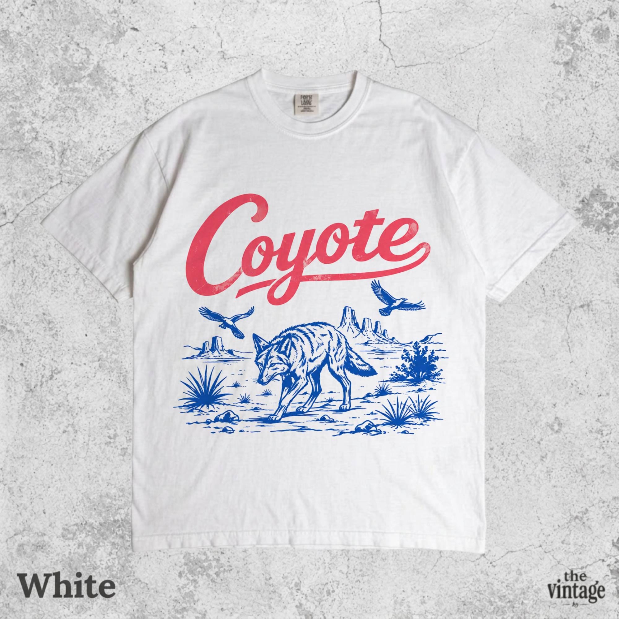 Coyote Desert Shirt, Vintage Western Graphic Tee, Retro Wildlife T-Shirt, Cowboy Desert Aesthetic Shirt, Oversized Retro Tee