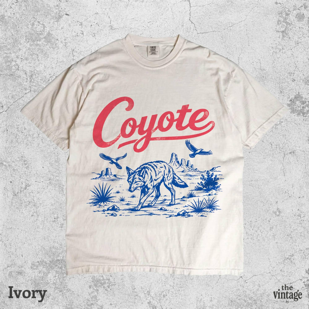 Coyote Desert Shirt, Vintage Western Graphic Tee, Retro Wildlife T-Shirt, Cowboy Desert Aesthetic Shirt, Oversized Retro Tee