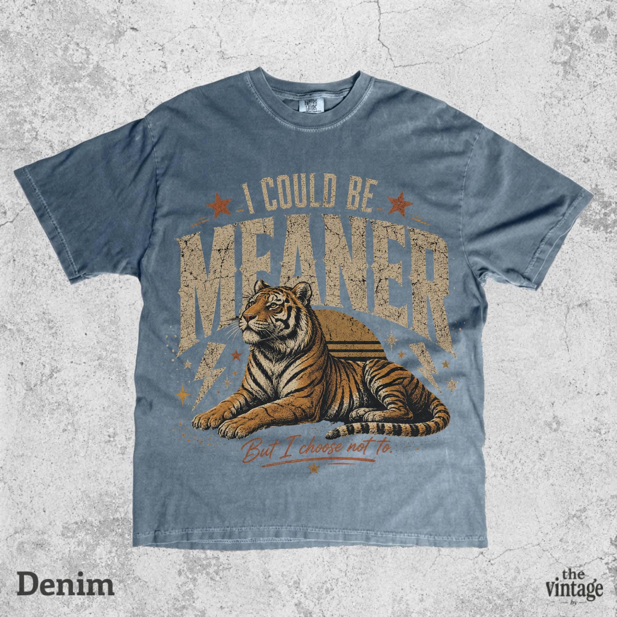 I Could Be Meaner Tiger Shirt, Vintage Comfort Colors Tee, Retro Tiger Graphic Shirt, Funny Sarcastic Tee, Oversized Y2K Grunge Shirt