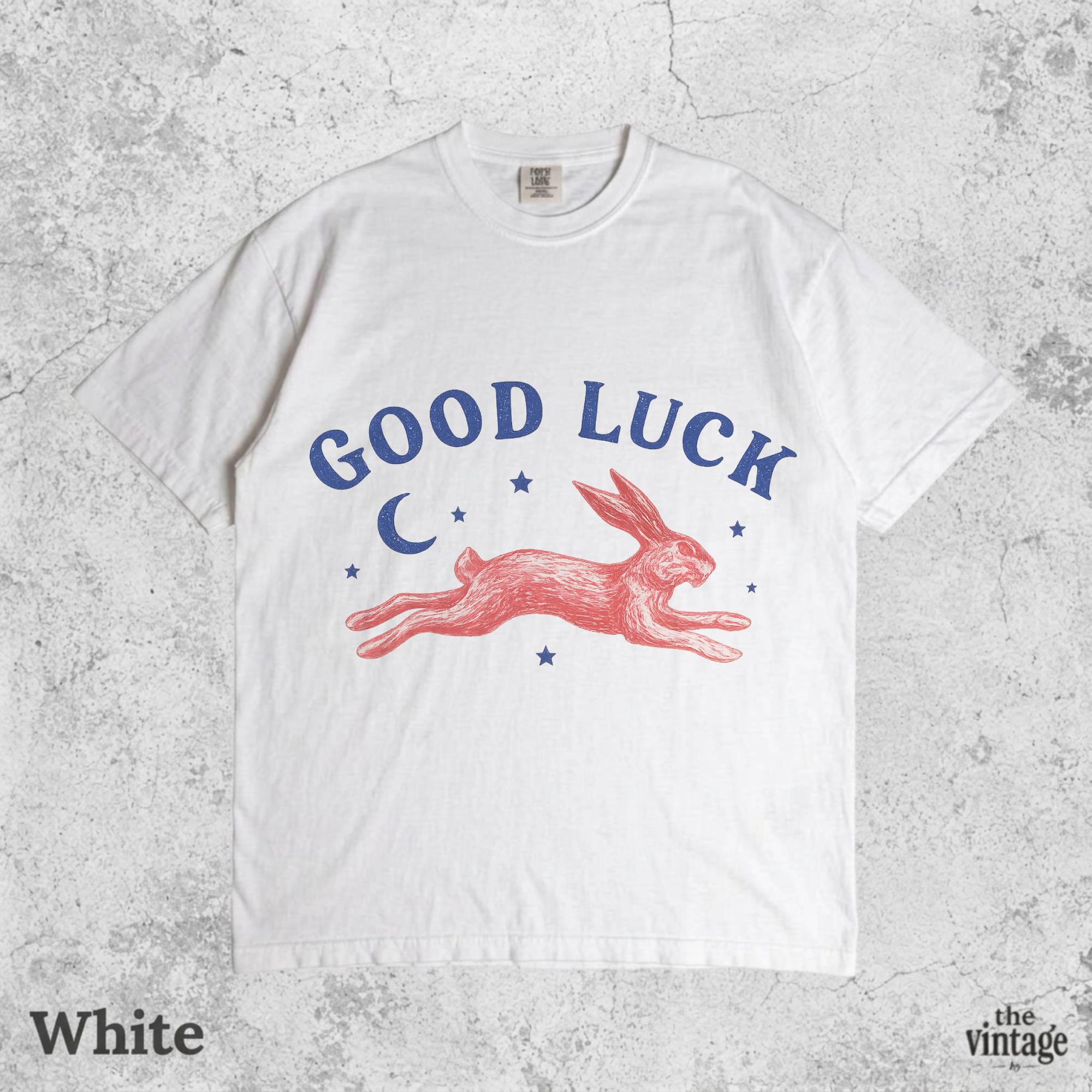 Good Luck Rabbit Shirt, Vintage Lucky Bunny Graphic Tee, Retro Western Aesthetic T-Shirt, Cute Cottagecore Bunny Tee, Lucky Charm Oversized