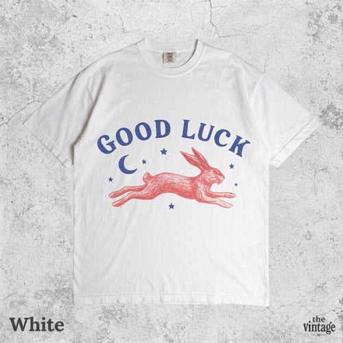 Good Luck Rabbit Shirt, Vintage Lucky Bunny Graphic Tee, Retro Western Aesthetic T-Shirt, Cute Cottagecore Bunny Tee, Lucky Charm Oversized