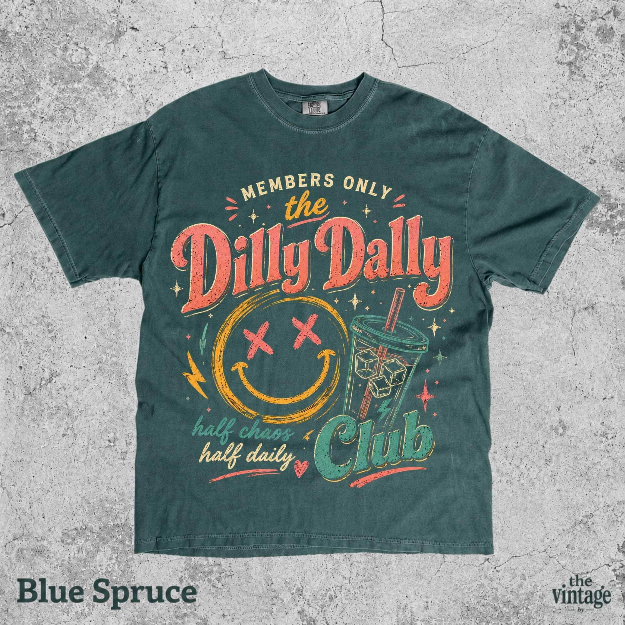Dilly Dally Club Shirt, Members Only Tee, Retro Smiley Face Shirt, Funny Chaos Club Graphic Tee, Vintage Aesthetic T-Shirt, Comfort Colors