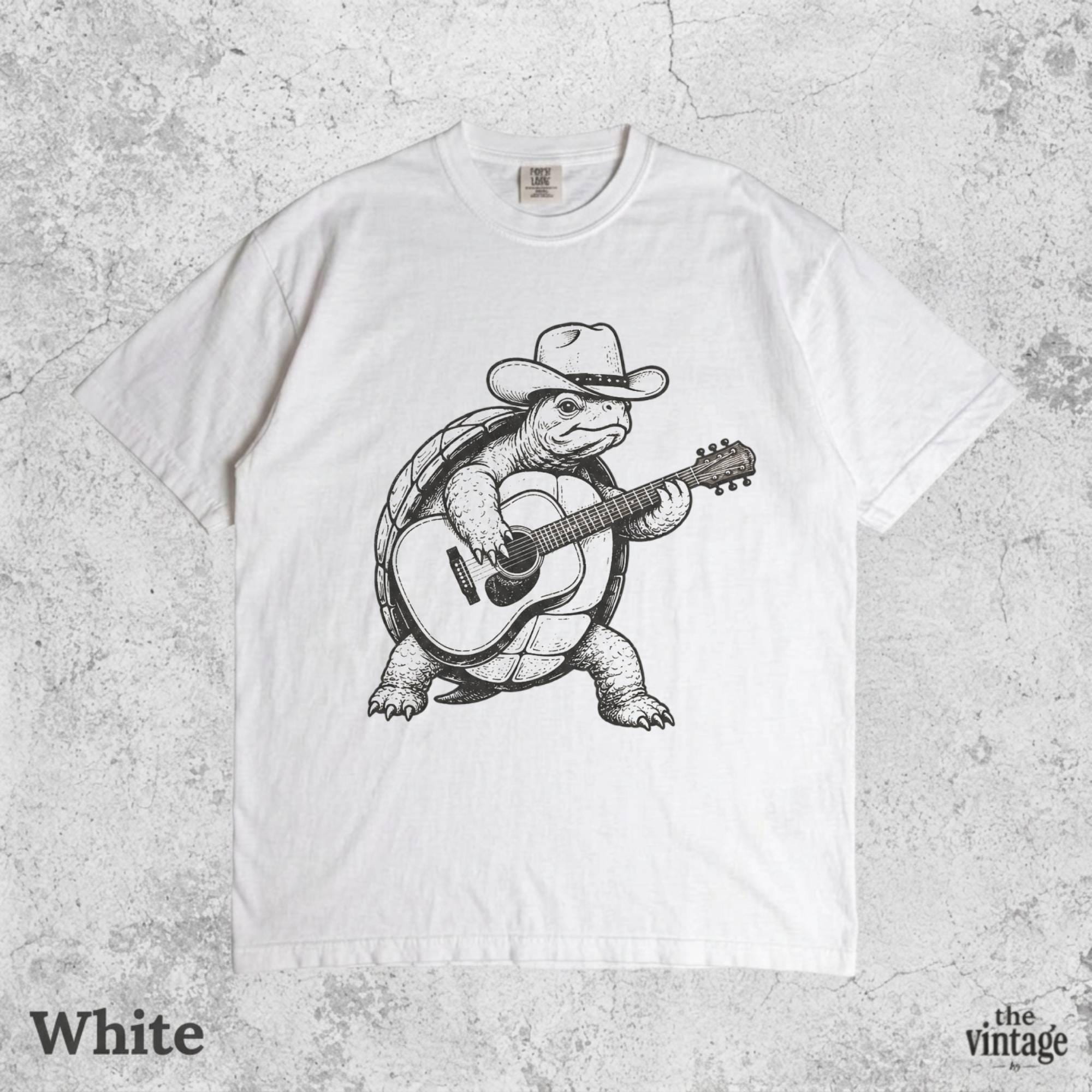 Vintage Turtle Guitar Shirt, Turtle Musician Tee, Funny Guitar Lover Shirt, Retro Turtle Playing Guitar T-Shirt, Comfort Colors Style Shirt