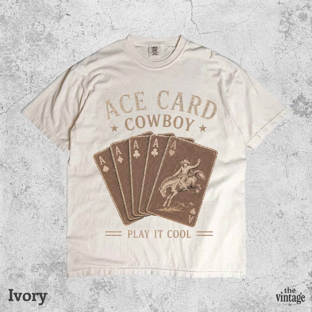 Ace Card Cowboy Shirt, Vintage Western Poker Tee, Country Cowgirl Graphic Shirt, Wild West Playing Cards T-Shirt, Retro Rodeo Gambler Tee