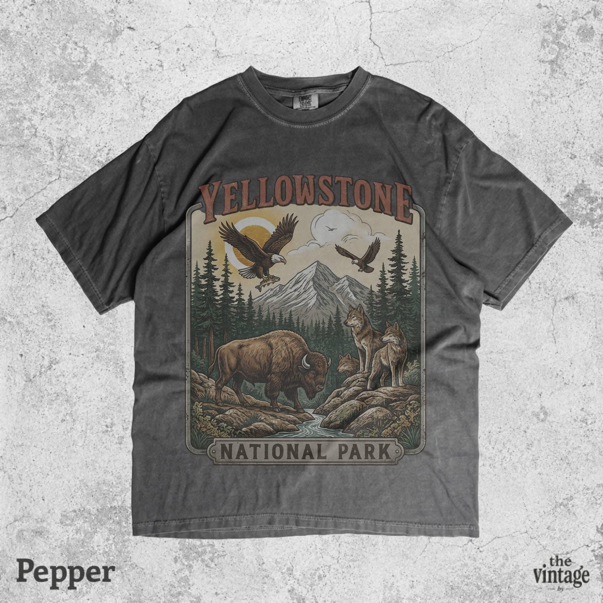 Yellowstone National Park Shirt, Vintage Wildlife Graphic Tee, Retro Nature Hiking Shirt, Comfort Colors