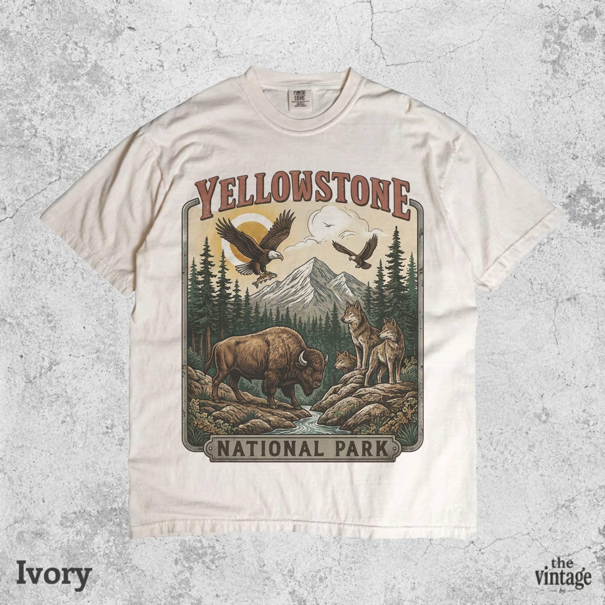 Yellowstone National Park Shirt, Vintage Wildlife Graphic Tee, Retro Nature Hiking Shirt, Comfort Colors