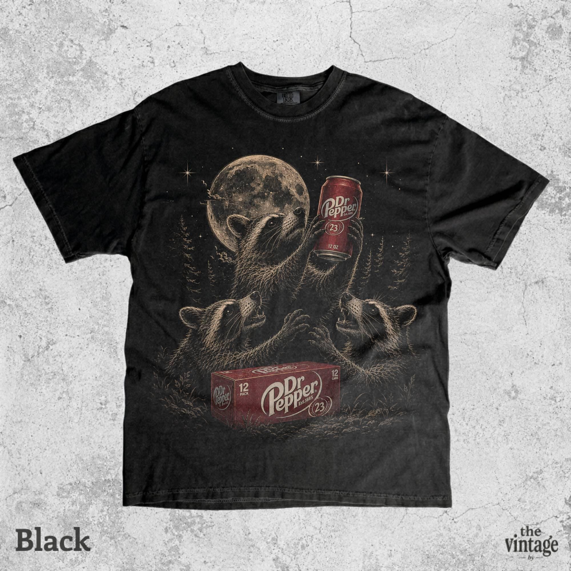 Vintage Retro Raccoon Moon Graphic Tee | Comfort Colors Shirt | Old School Wildlife T-Shirt | Funny Raccoon Tee