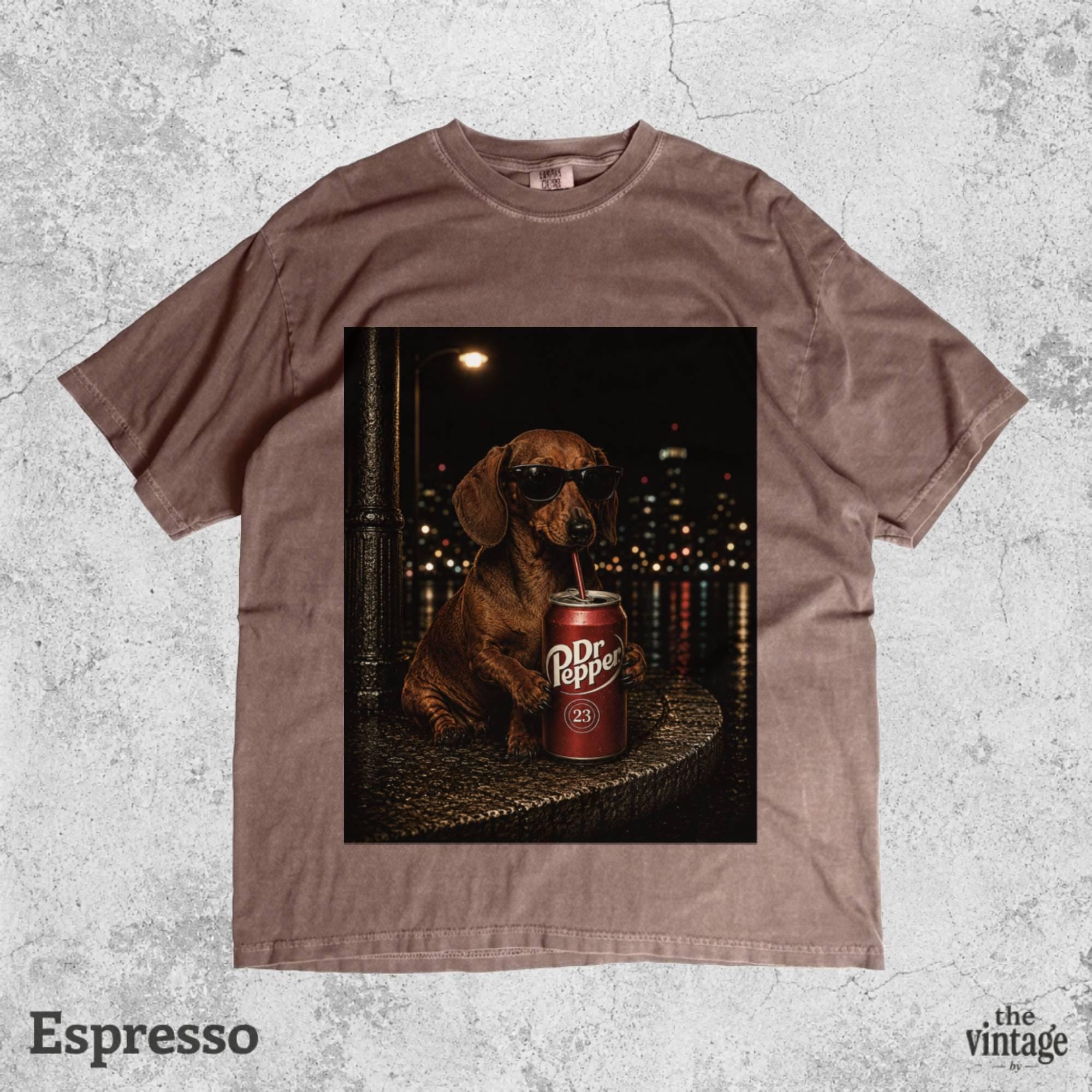 Vintage Retro Dachshund Drinking Coke Graphic Tee | Comfort Colors Shirt | Funny Wiener Dog T-Shirt | Old School Dog Lover Gift