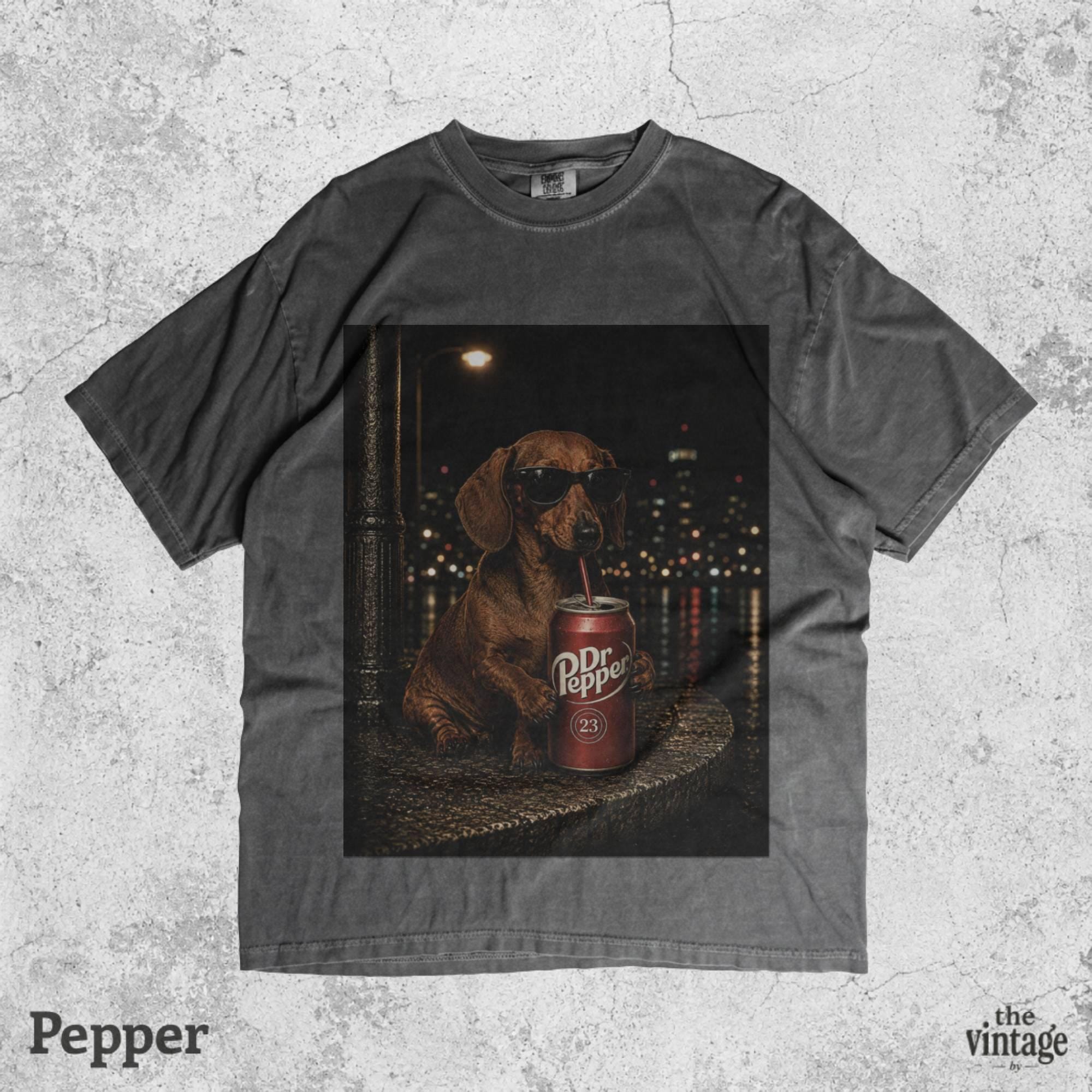 Vintage Retro Dachshund Drinking Coke Graphic Tee | Comfort Colors Shirt | Funny Wiener Dog T-Shirt | Old School Dog Lover Gift