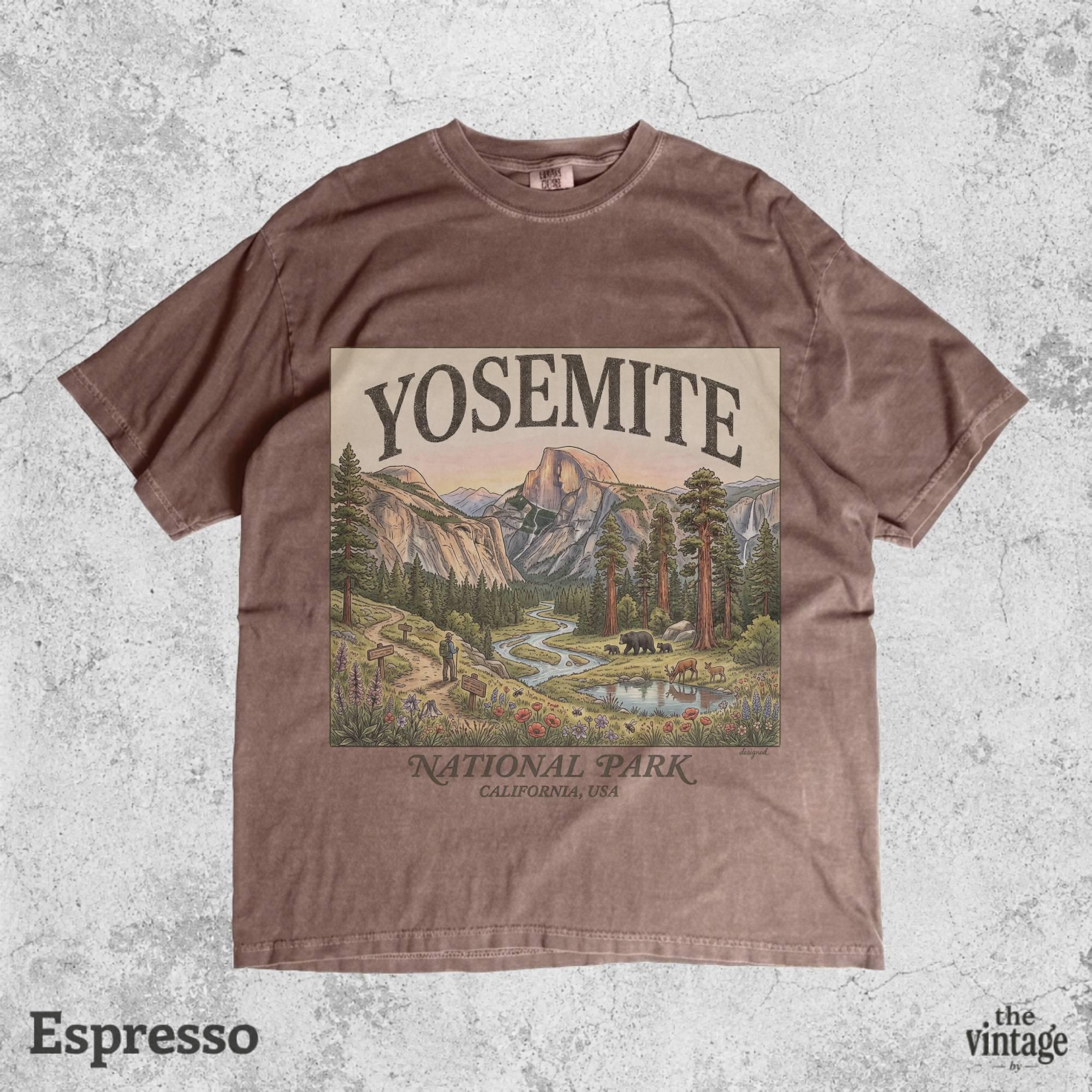Yosemite National Park Vintage 90s Graphic T-Shirt, Retro Nature Mountain Tee, Comfort Colors Outdoor Hiking Shirt, California Bear Tee