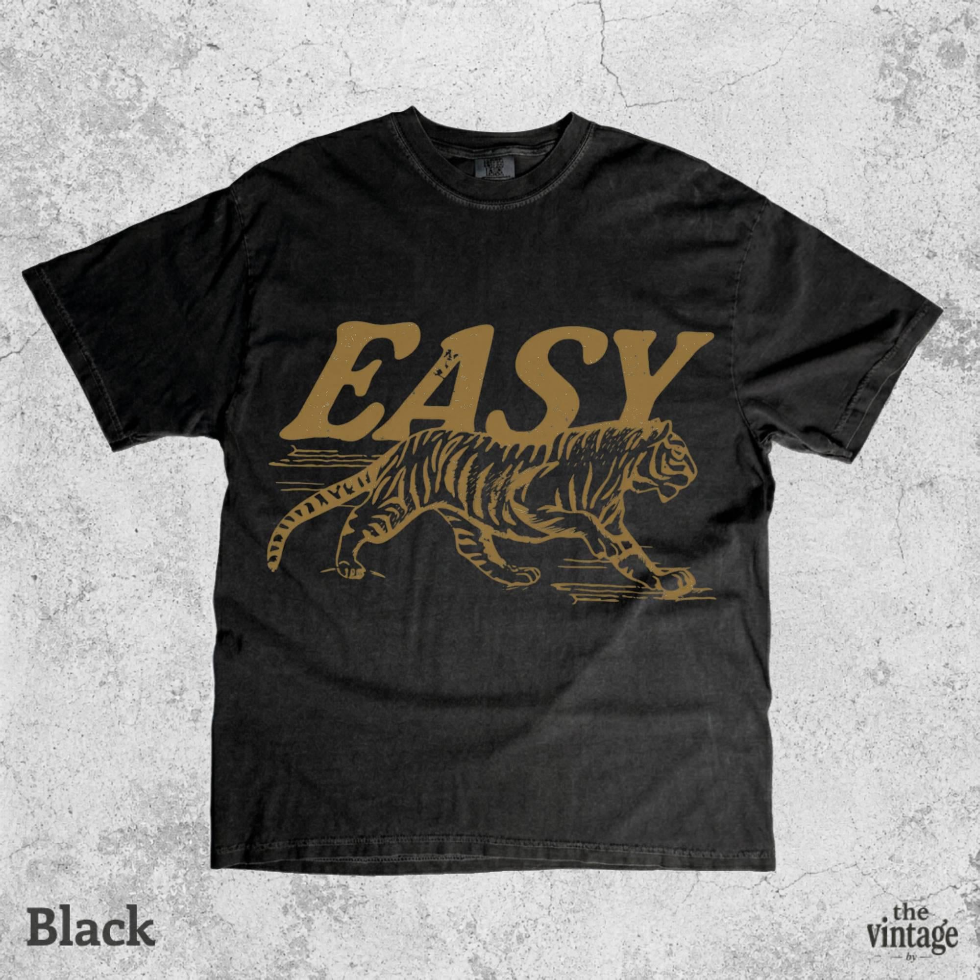 Easy Tiger Comfort Colors Shirt, Vintage Distressed Tiger Graphic Tee, Retro Indie Boho T-Shirt, Trendy Grunge Animal Shirt, Oversized Tee