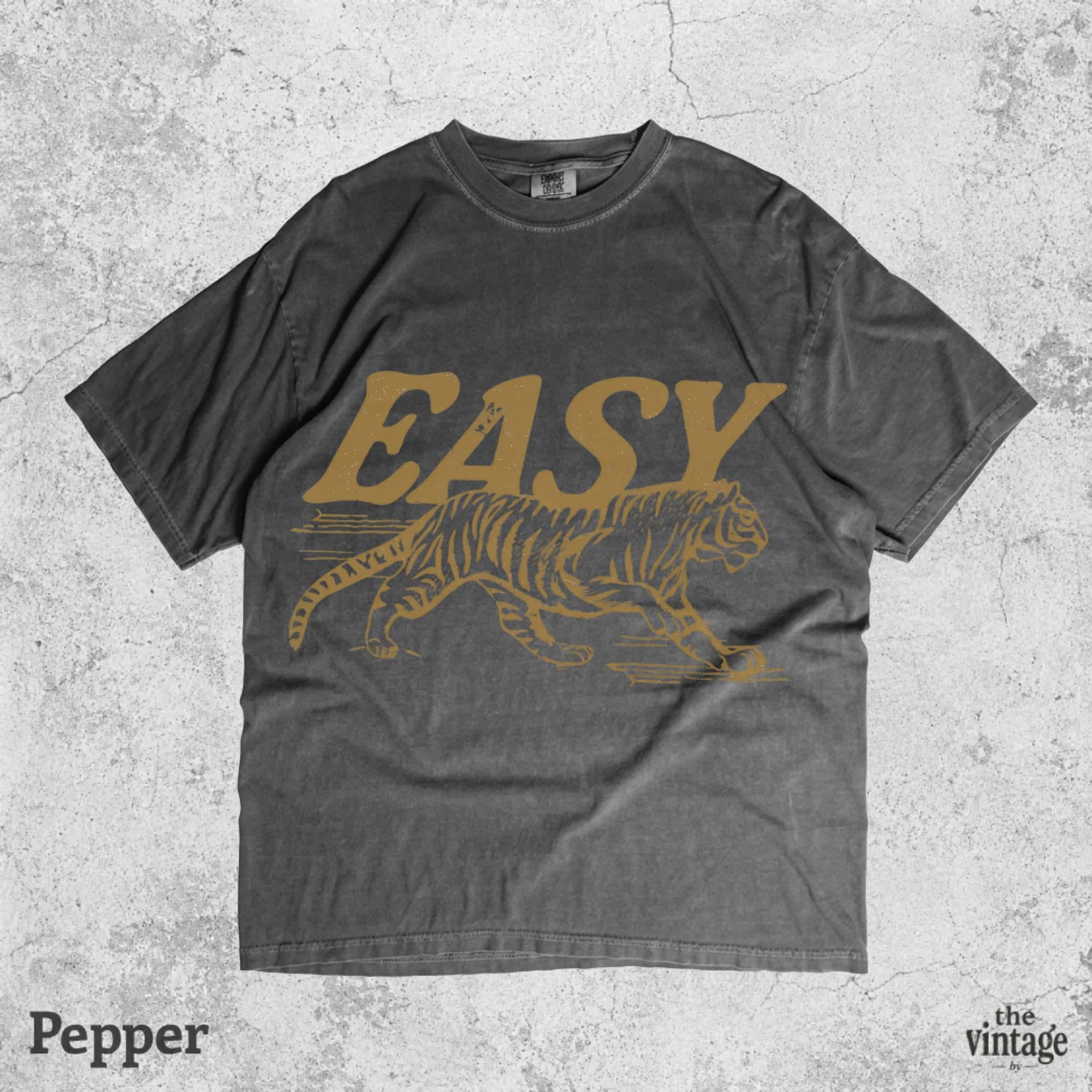 Easy Tiger Comfort Colors Shirt, Vintage Distressed Tiger Graphic Tee, Retro Indie Boho T-Shirt, Trendy Grunge Animal Shirt, Oversized Tee