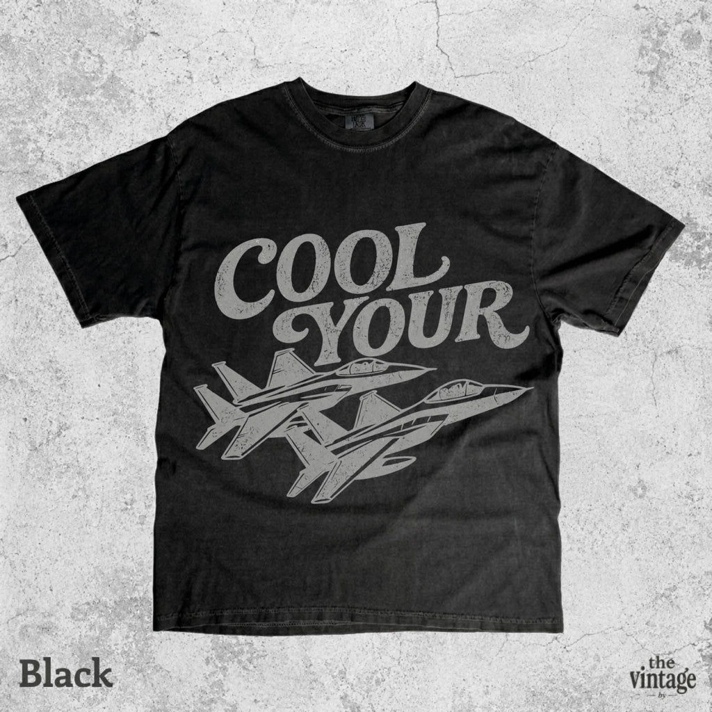 Cool Your Jets Shirt, Retro Fighter Jet Graphic Tee, Vintage Aviation Shirt, Military Aesthetic Oversized T-Shirt