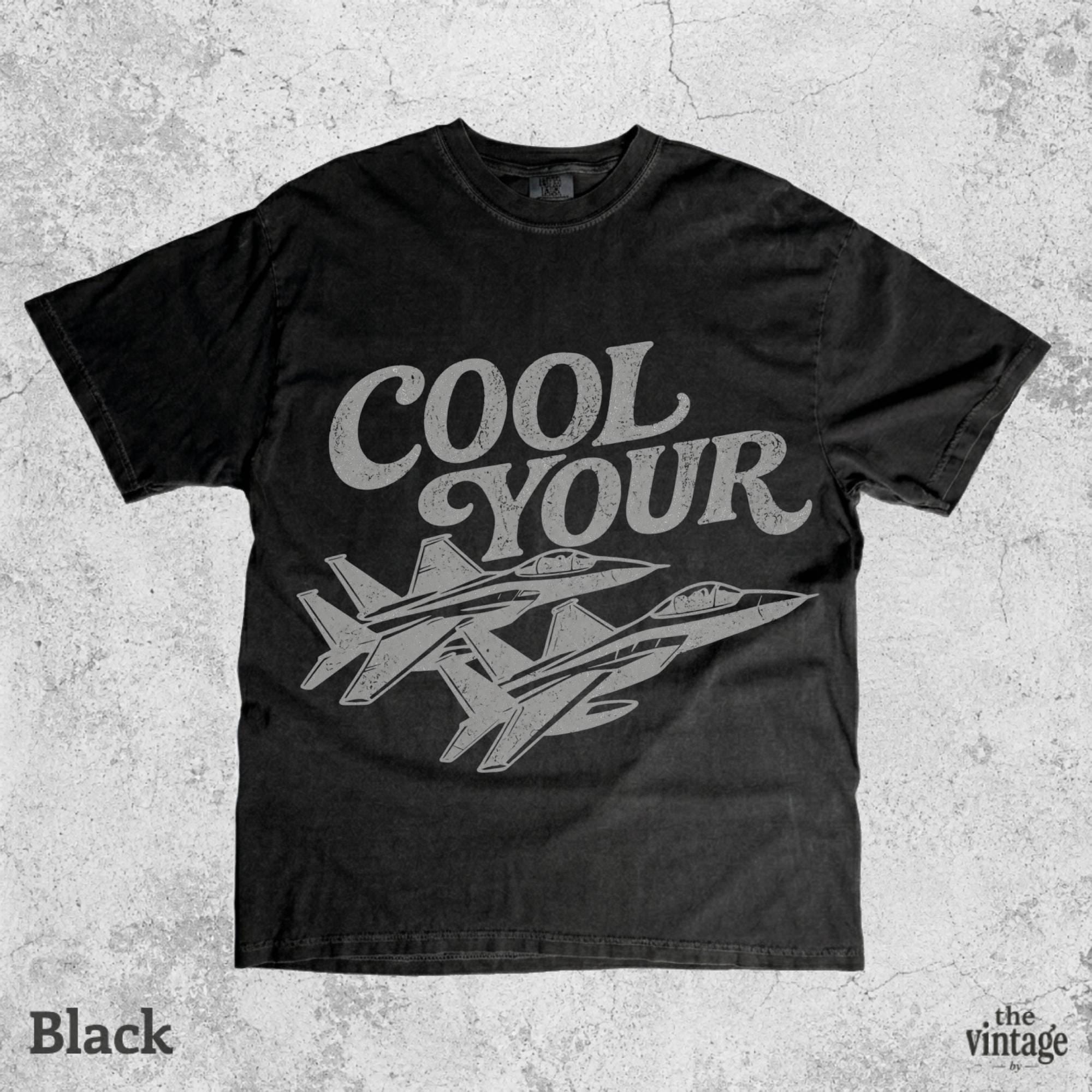 Cool Your Jets Shirt, Retro Fighter Jet Graphic Tee, Vintage Aviation Shirt, Military Aesthetic Oversized T-Shirt