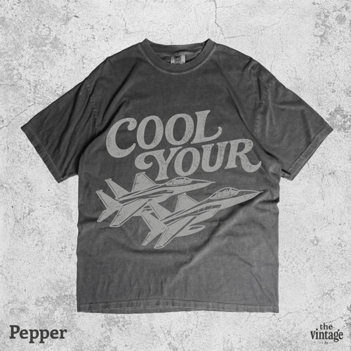 Cool Your Jets Shirt, Retro Fighter Jet Graphic Tee, Vintage Aviation Shirt, Military Aesthetic Oversized T-Shirt