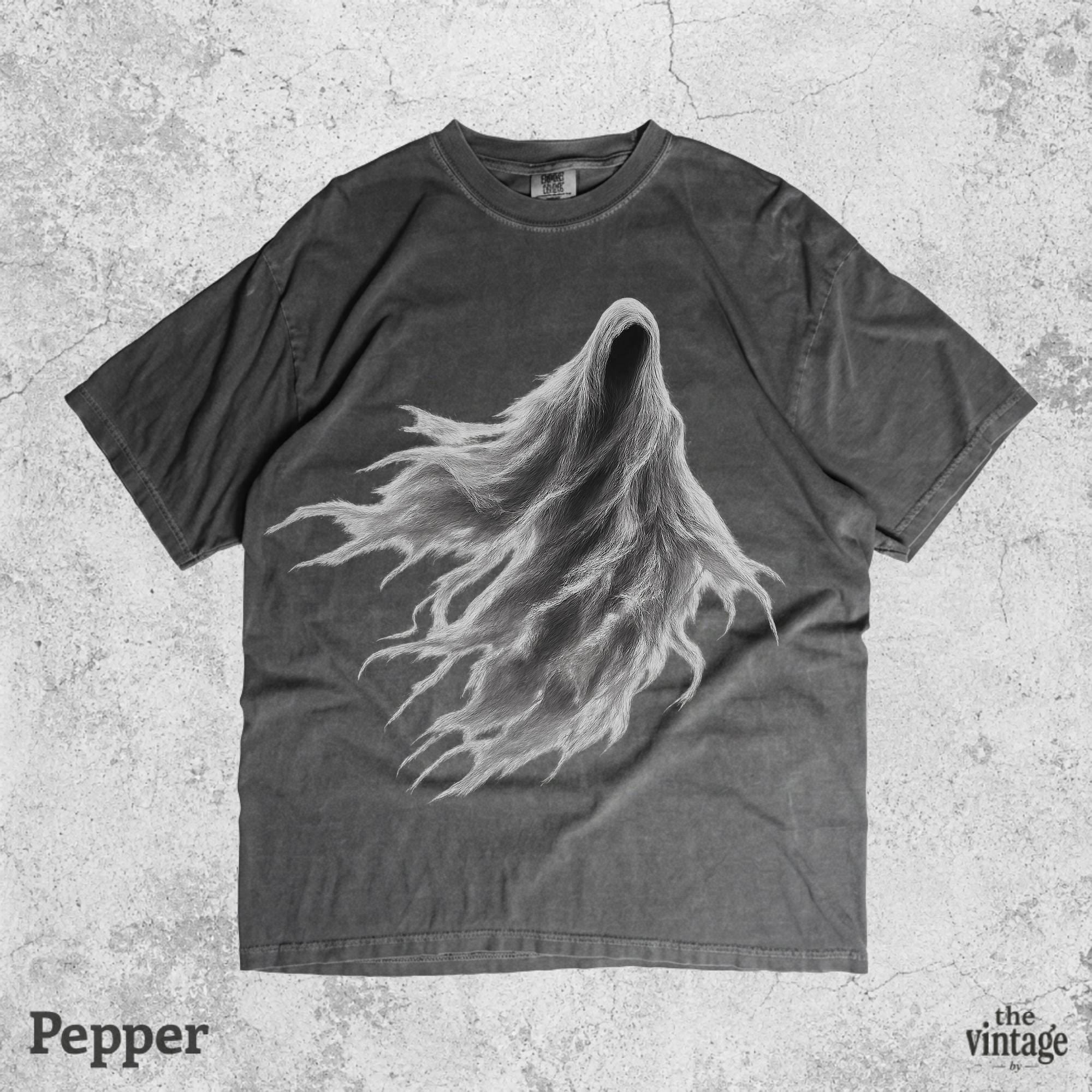 Ghost Falling Vintage Graphic Shirt, Washed Reaper Tee, Gothic Streetwear Shirt, Oversized Acid Wash Tee, Dark Aesthetic Graphic T-Shirt