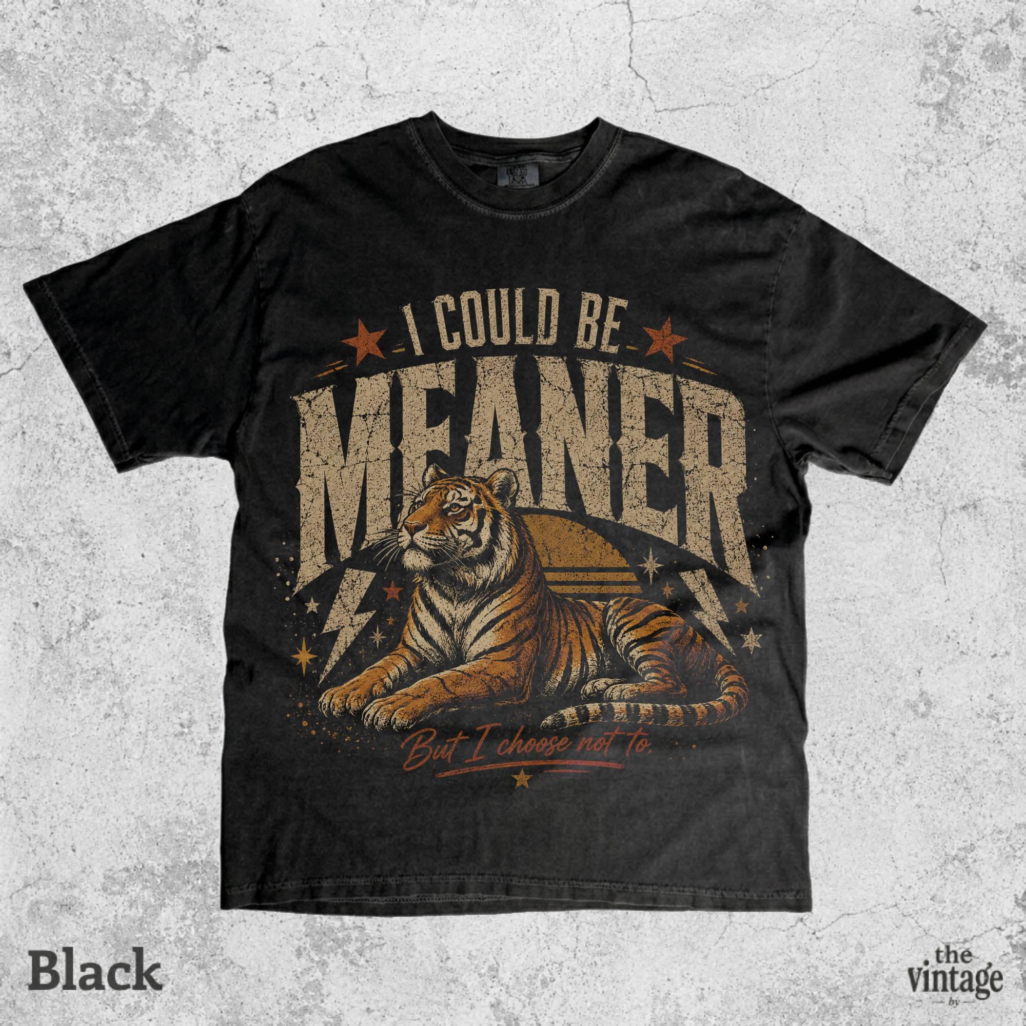 I Could Be Meaner Tiger Shirt, Vintage Comfort Colors Tee, Retro Tiger Graphic Shirt, Funny Sarcastic Tee, Oversized Y2K Grunge Shirt