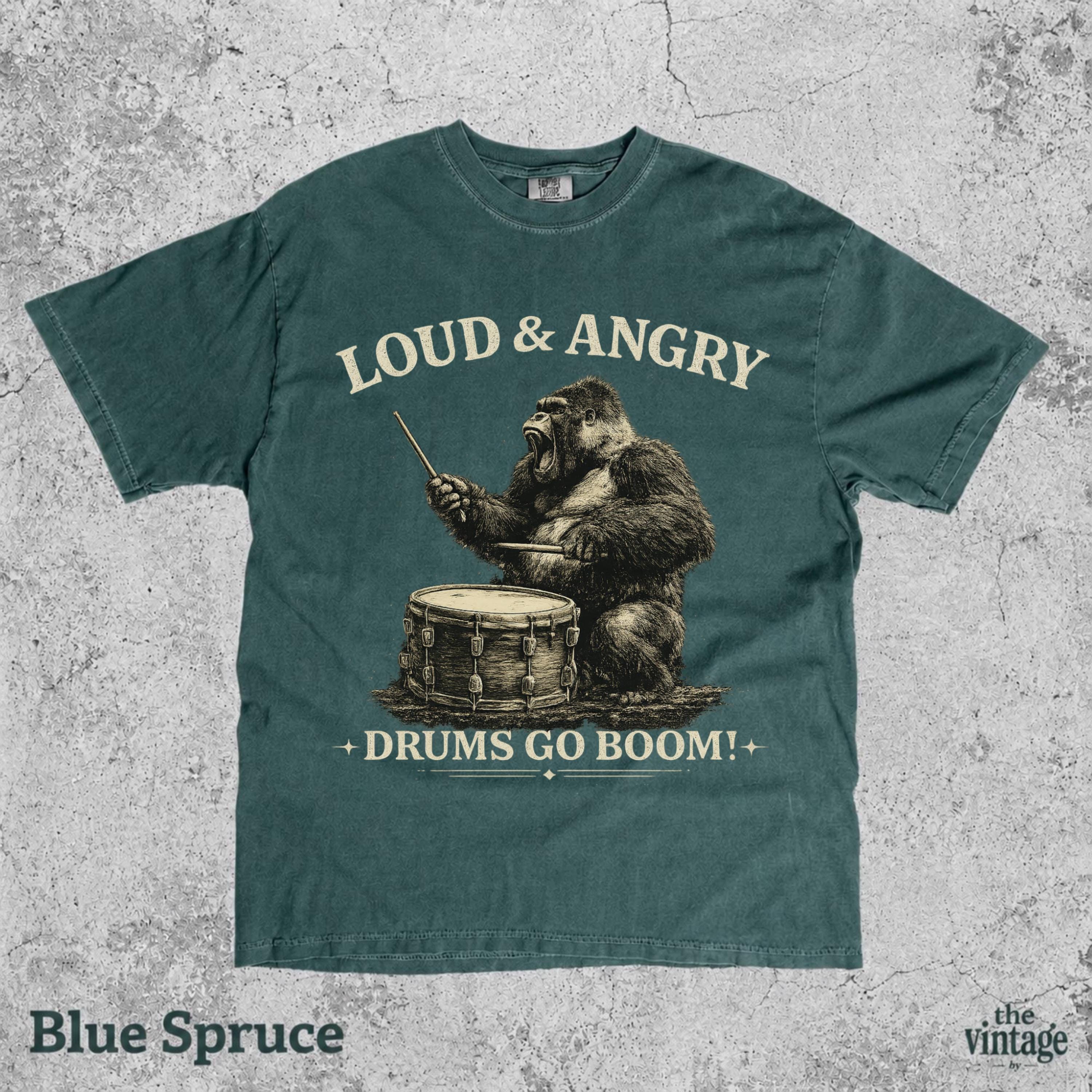 Vintage Retro Gorilla Drummer Comfort Colors Shirt, Funny Monkey Music Tee, Animal Drummer Graphic T-Shirt, Music Lover Gift, Retro Jungle
