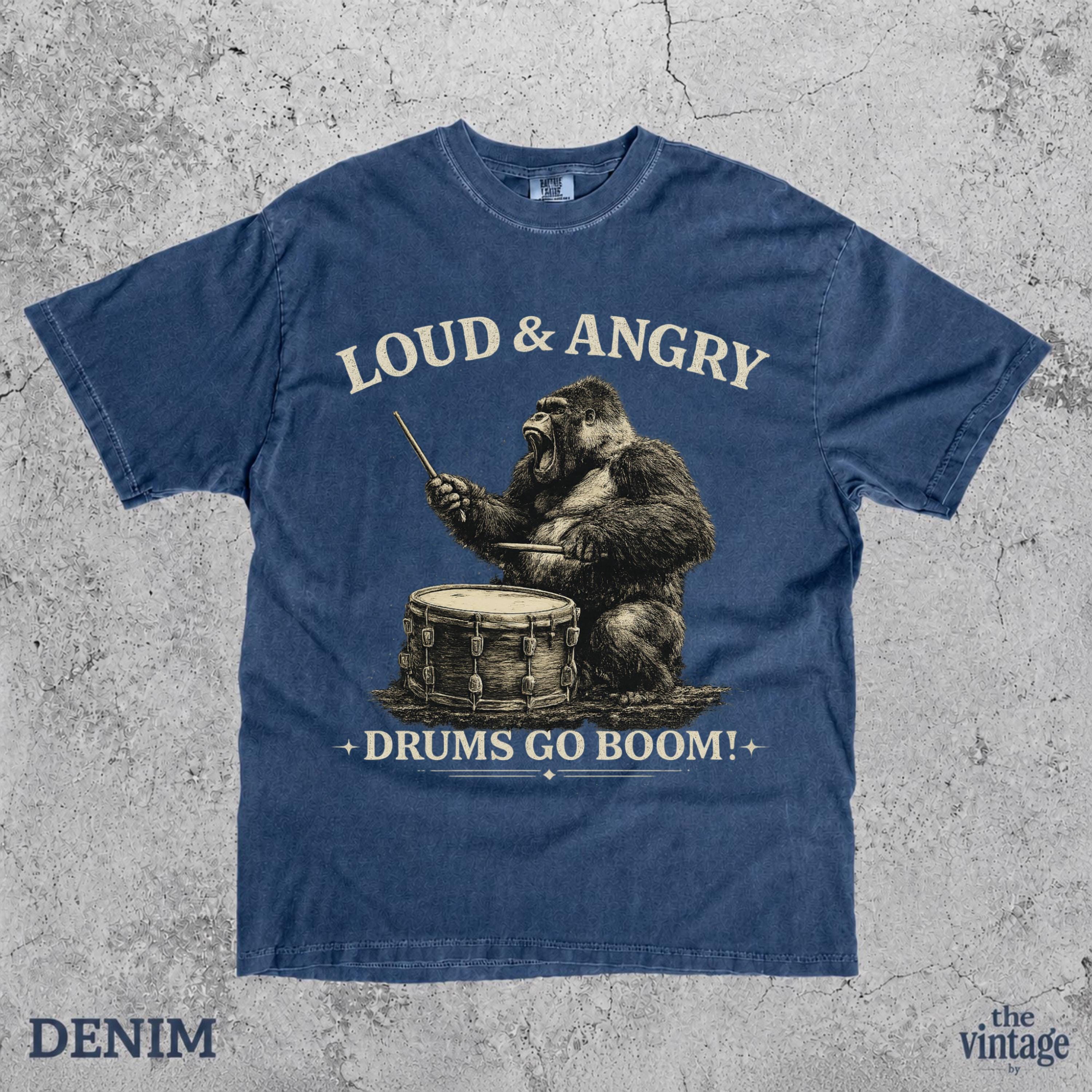 Vintage Retro Gorilla Drummer Comfort Colors Shirt, Funny Monkey Music Tee, Animal Drummer Graphic T-Shirt, Music Lover Gift, Retro Jungle