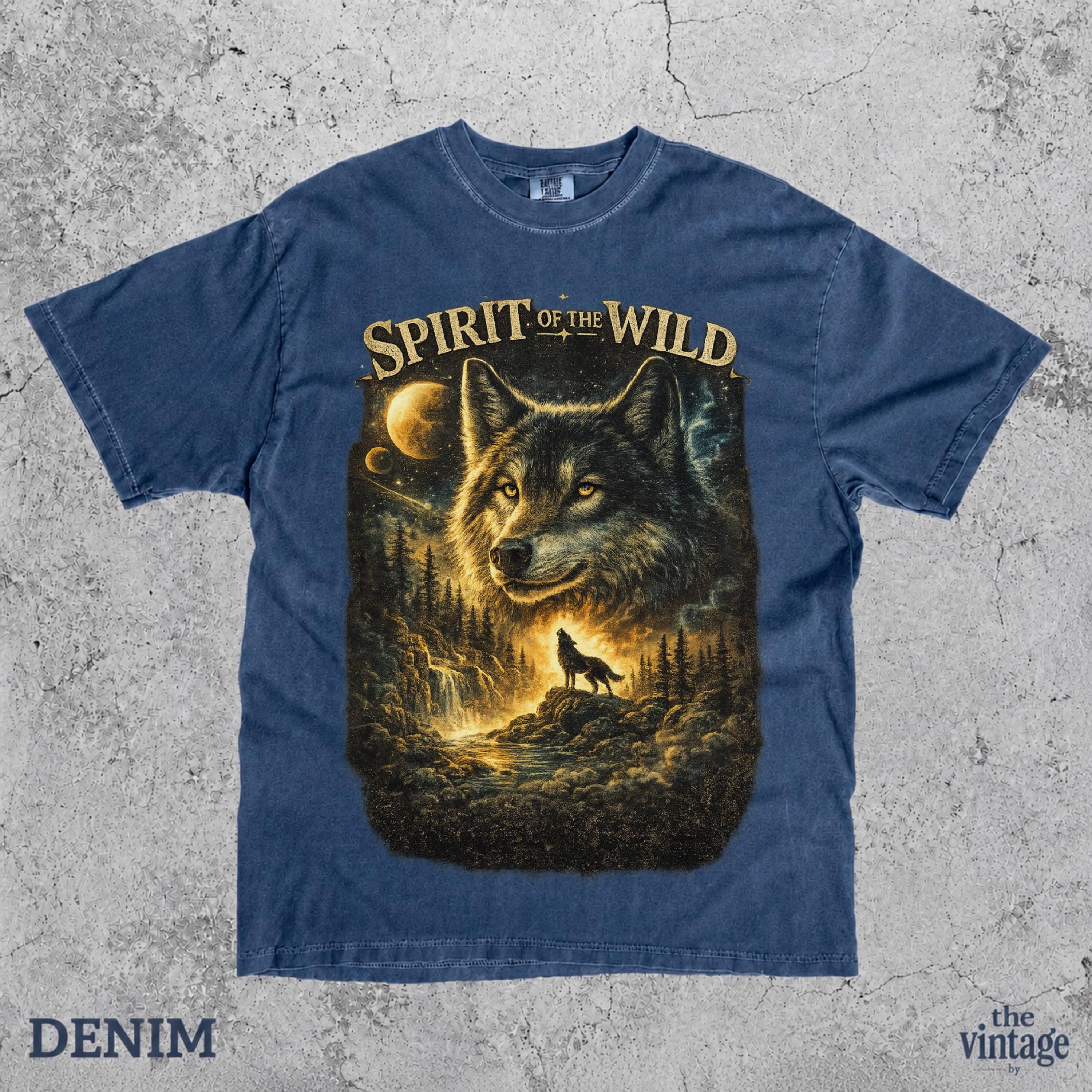 Vintage Retro Wolf Comfort Colors Shirt, Nature Wolf Graphic Tee, Mystic Forest Wolf T-Shirt, Moonlight Wolf Art Shirt, Wildlife Lover Gift,