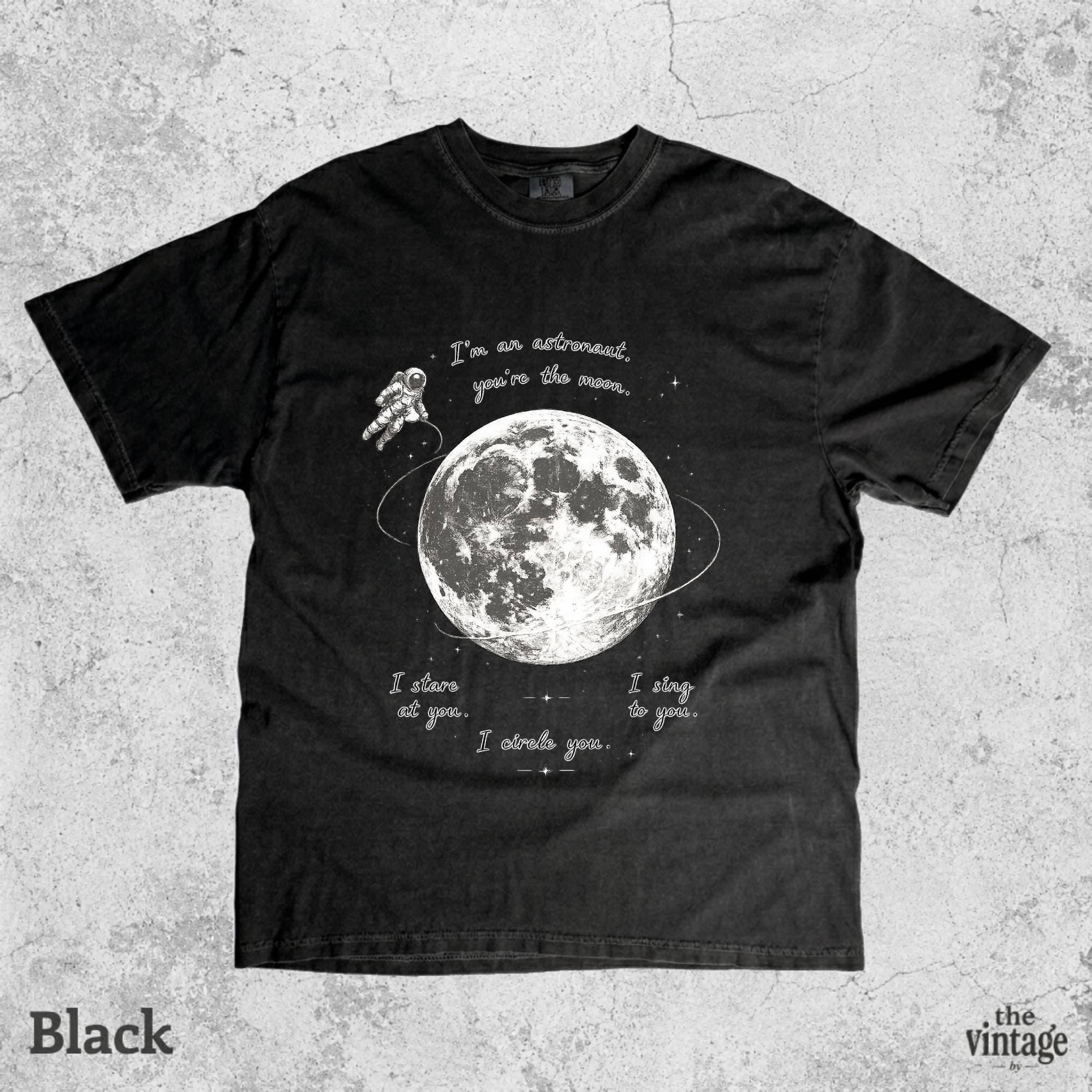 Vintage Retro Astronaut Moon Comfort Colors Shirt, Celestial Graphic Tee, Cosmic Love Quote T Shirt, Space Aesthetic Gift, Lunar Oversized