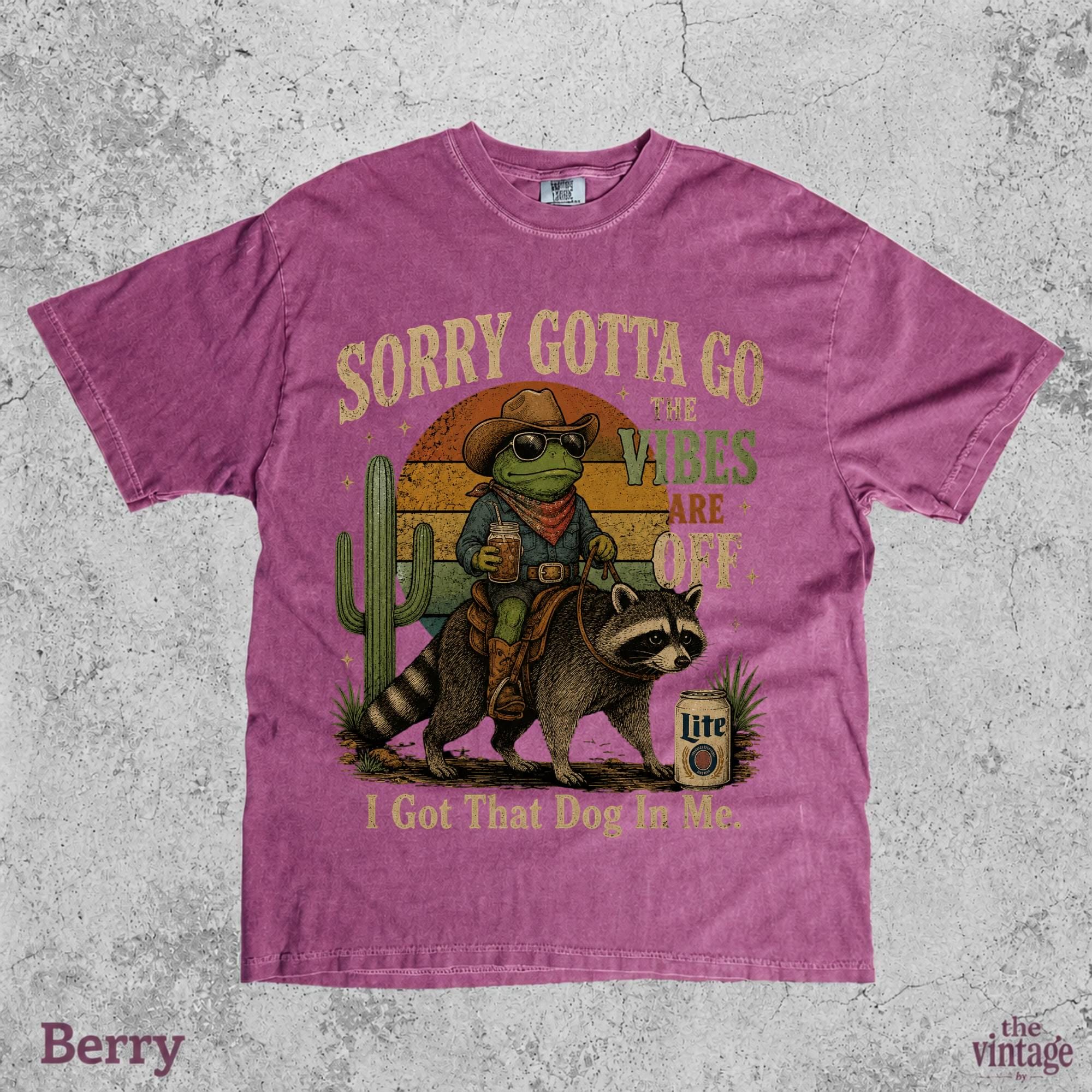 Vintage Retro Sorry Gotta Go The Vibes Are Off Shirt, Funny Frog Raccoon Cowboy Shirt, Comfort Colors Graphic Tee, Western Cowgirl Tee