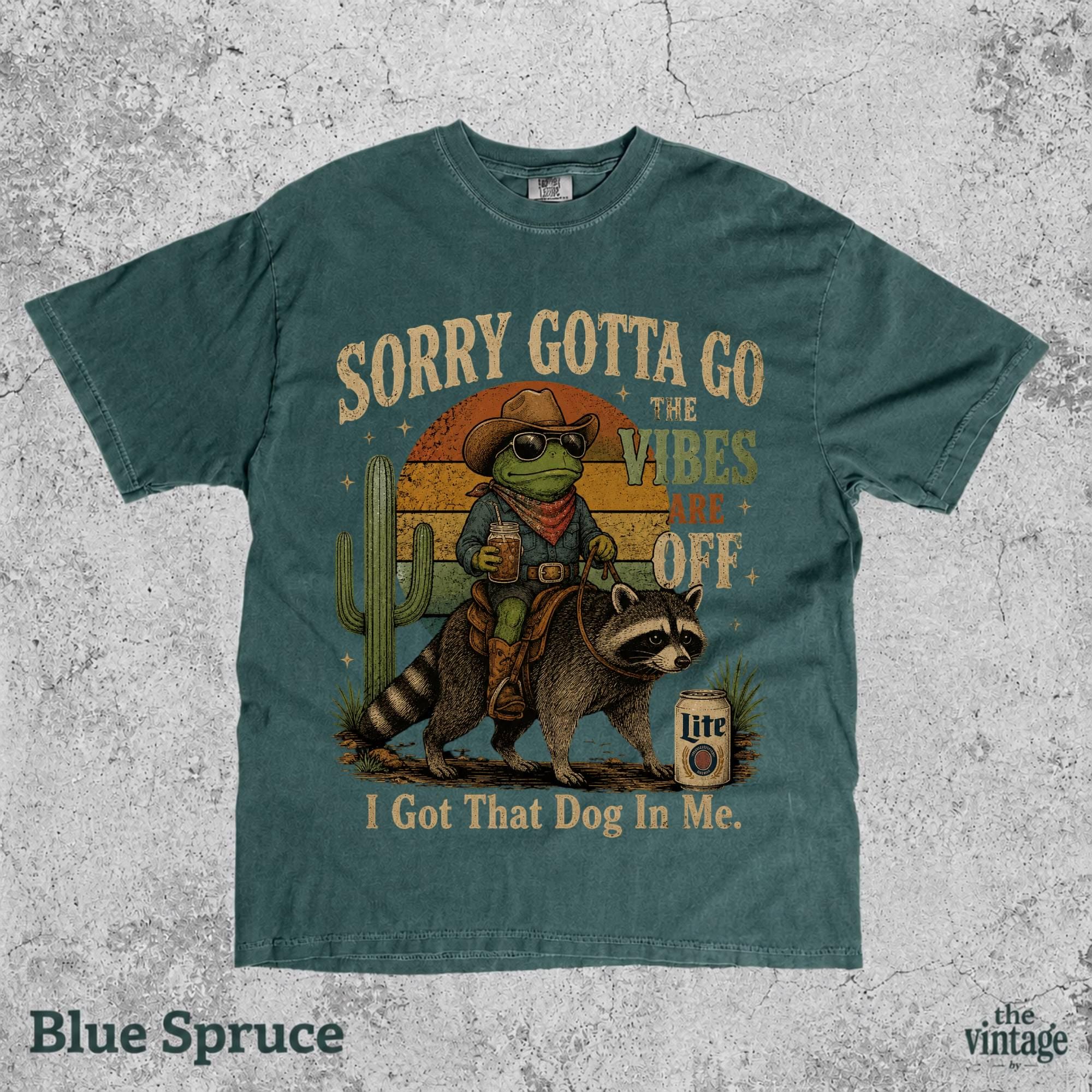 Vintage Retro Sorry Gotta Go The Vibes Are Off Shirt, Funny Frog Raccoon Cowboy Shirt, Comfort Colors Graphic Tee, Western Cowgirl Tee