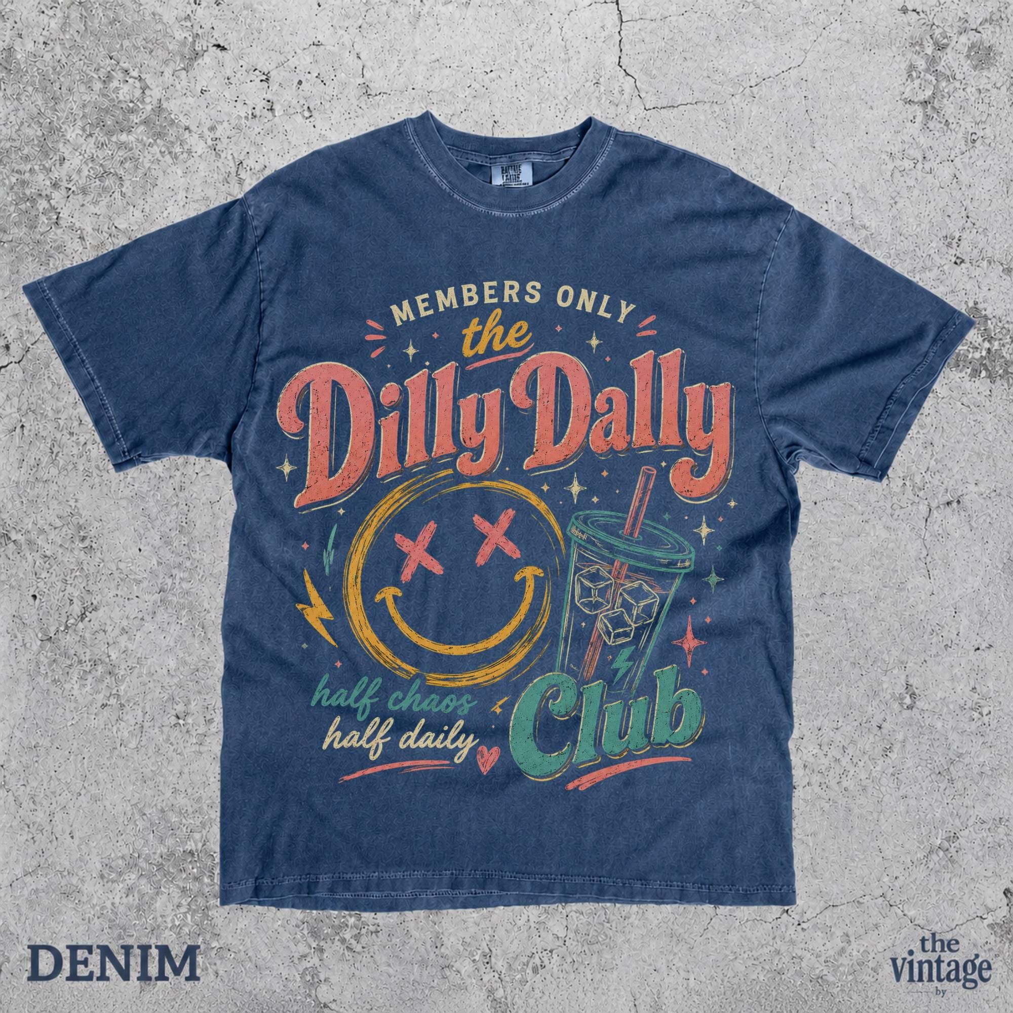 Dilly Dally Club Shirt, Members Only Tee, Retro Smiley Face Shirt, Funny Chaos Club Graphic Tee, Vintage Aesthetic T-Shirt, Comfort Colors