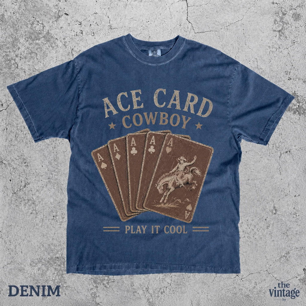 Ace Card Cowboy Shirt, Vintage Western Poker Tee, Country Cowgirl Graphic Shirt, Wild West Playing Cards T-Shirt, Retro Rodeo Gambler Tee