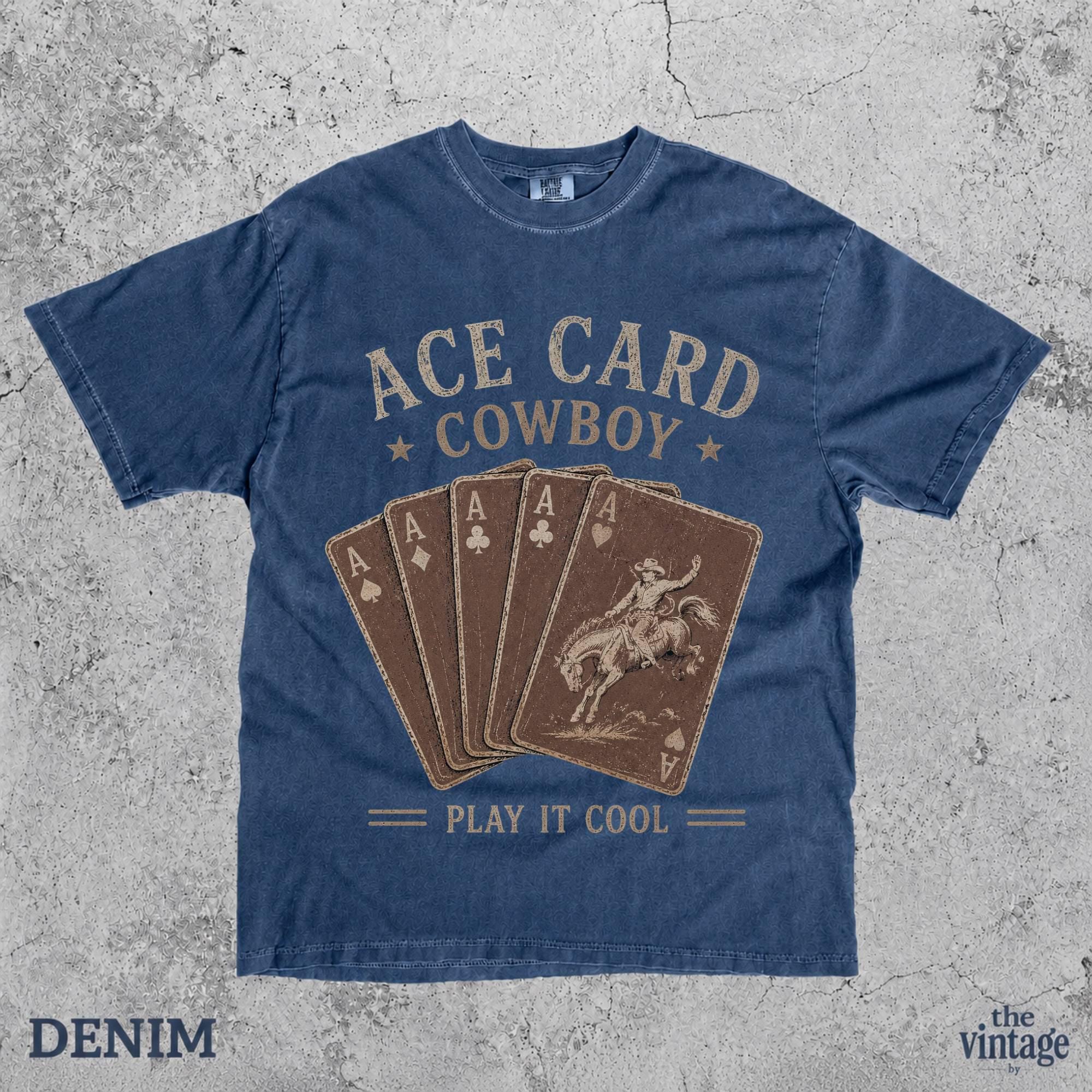 Ace Card Cowboy Shirt, Vintage Western Poker Tee, Country Cowgirl Graphic Shirt, Wild West Playing Cards T-Shirt, Retro Rodeo Gambler Tee
