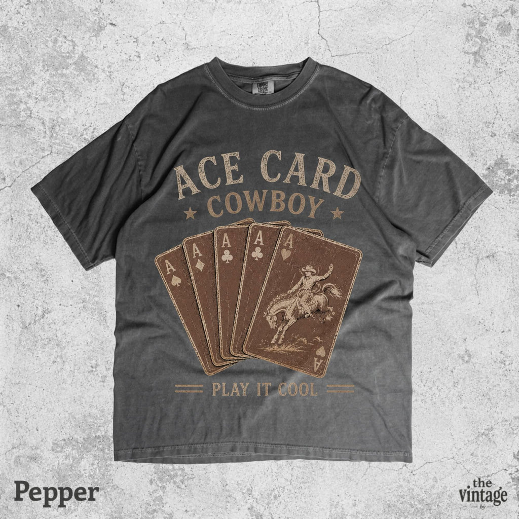 Ace Card Cowboy Shirt, Vintage Western Poker Tee, Country Cowgirl Graphic Shirt, Wild West Playing Cards T-Shirt, Retro Rodeo Gambler Tee