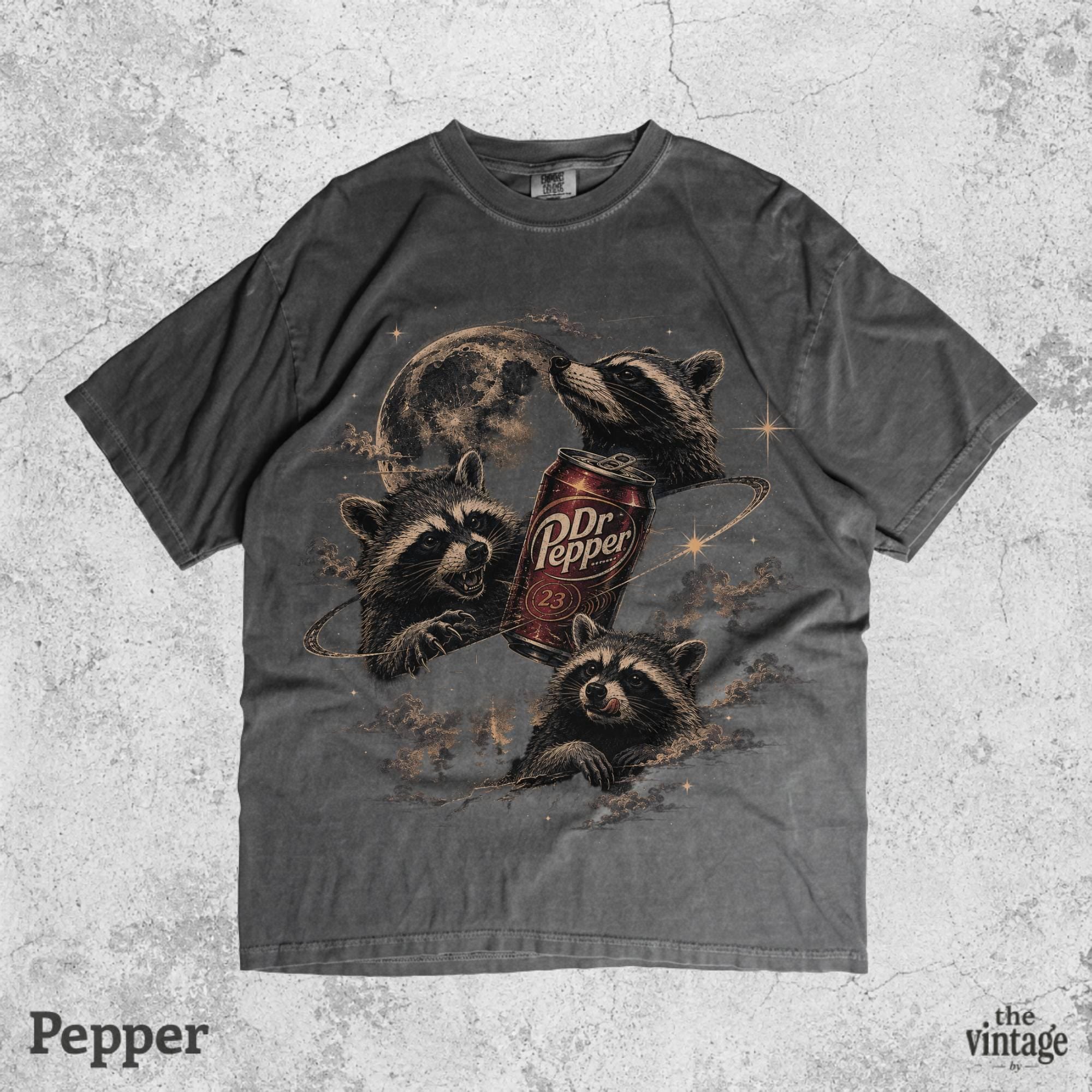 Vintage Retro Raccoon Moon Graphic Tee | Comfort Colors Shirt | Old School Wildlife T-Shirt | Funny Raccoon Vintage Tee