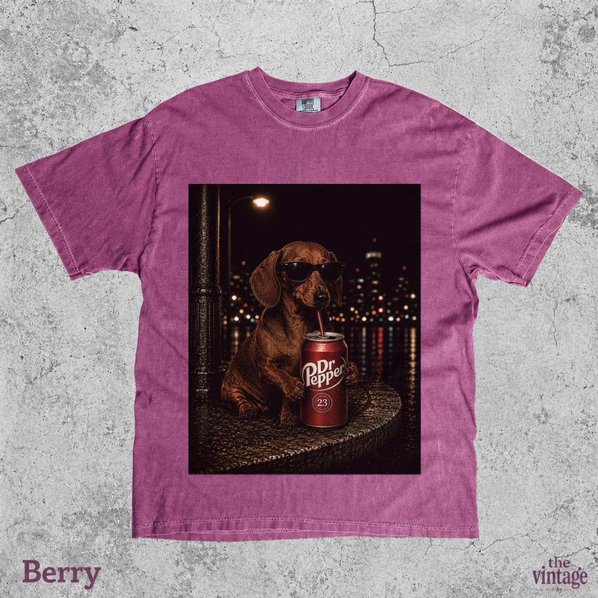 Vintage Retro Dachshund Drinking Coke Graphic Tee | Comfort Colors Shirt | Funny Wiener Dog T-Shirt | Old School Dog Lover Gift