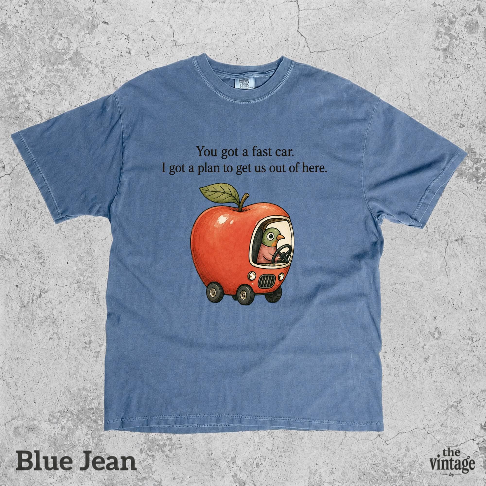 Vintage Retro Comfort Colors Fast Car Shirt, Funny Apple Car Graphic Tee, Tracy Chapman Inspired Shirt, Whimsical Aesthetic Gift
