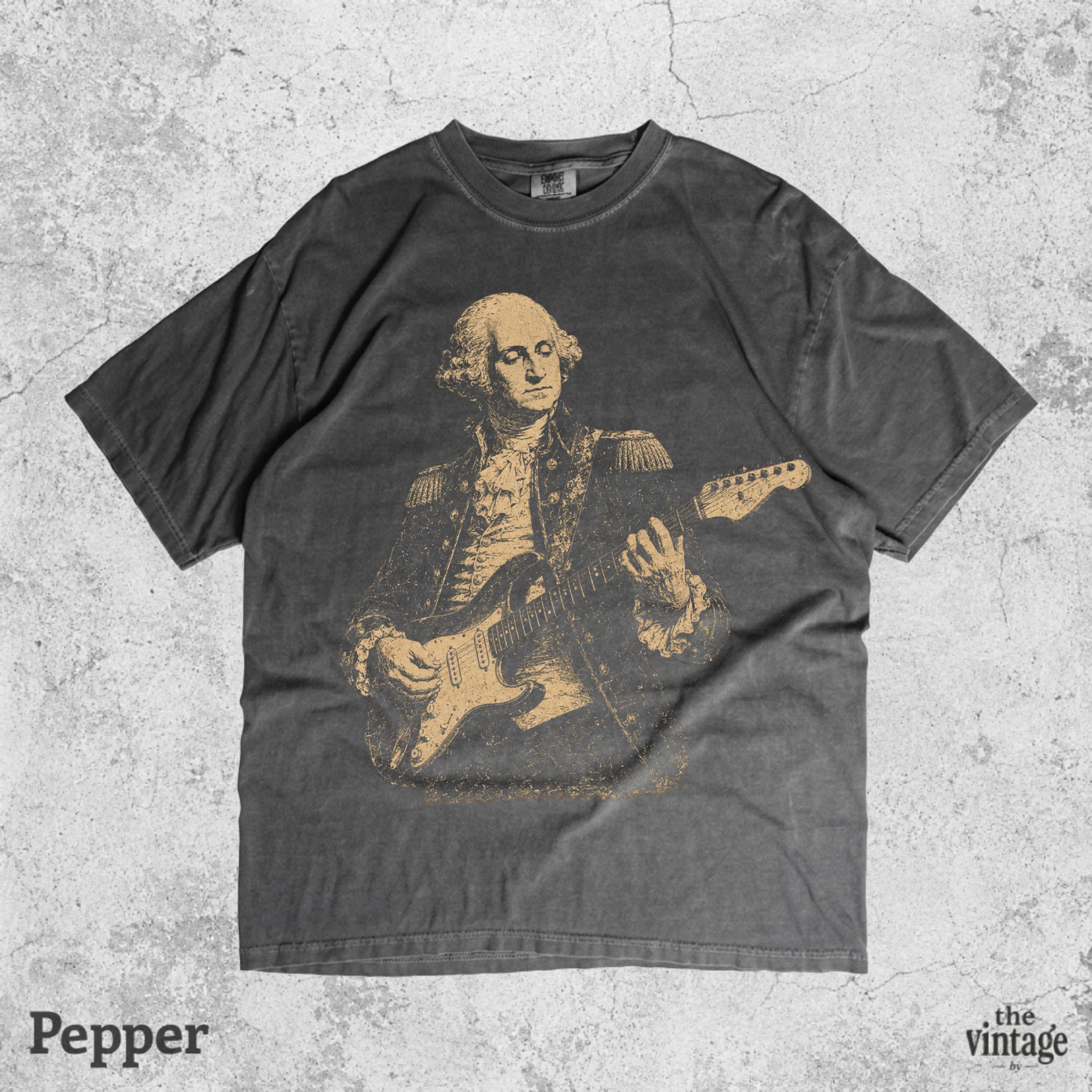 Vintage Retro Comfort Colors George Washington Playing Guitar Shirt, Patriotic Rocker Tee, Funny Founding Father Shirt, 4th Of July Concert
