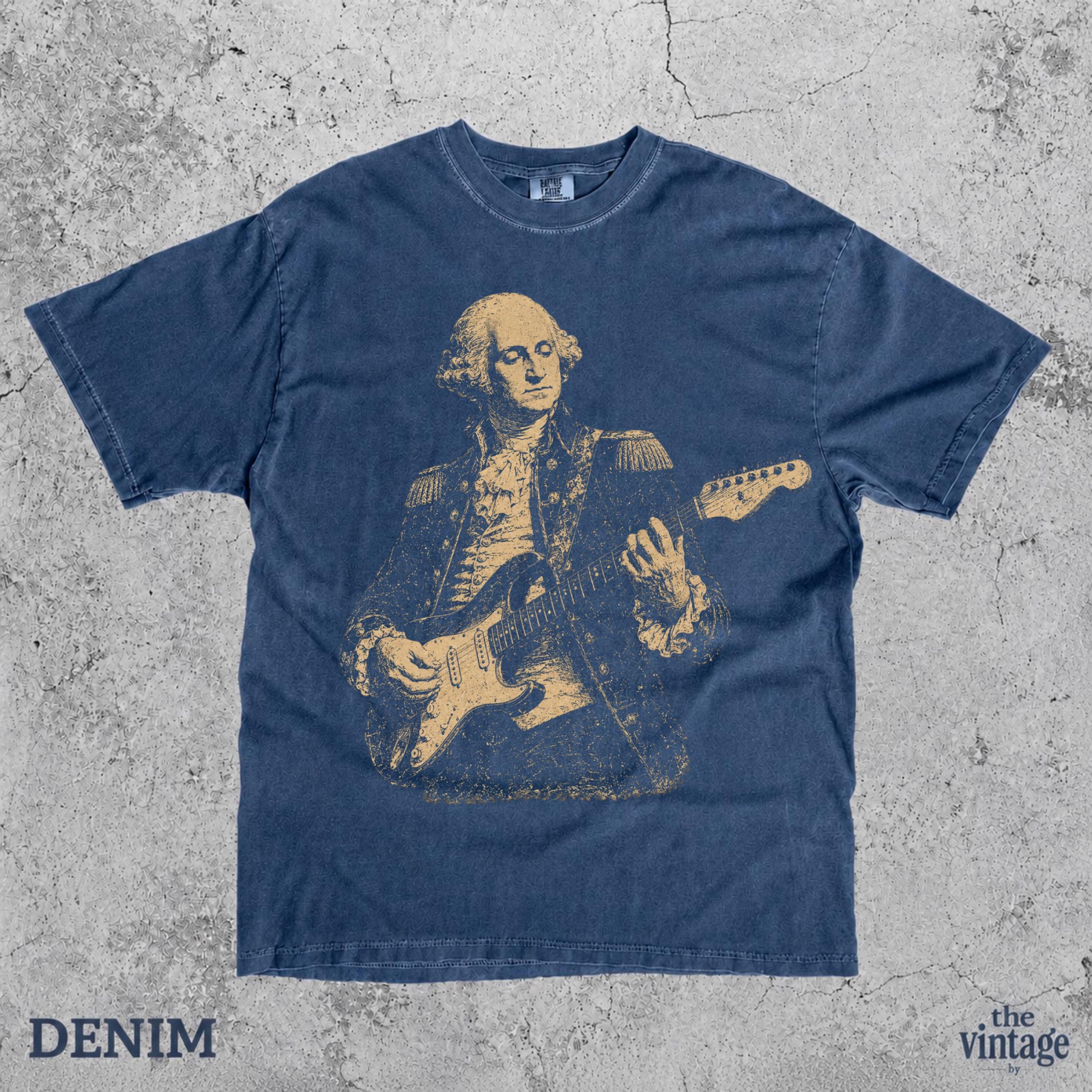 Vintage Retro Comfort Colors George Washington Playing Guitar Shirt, Patriotic Rocker Tee, Funny Founding Father Shirt, 4th Of July Concert