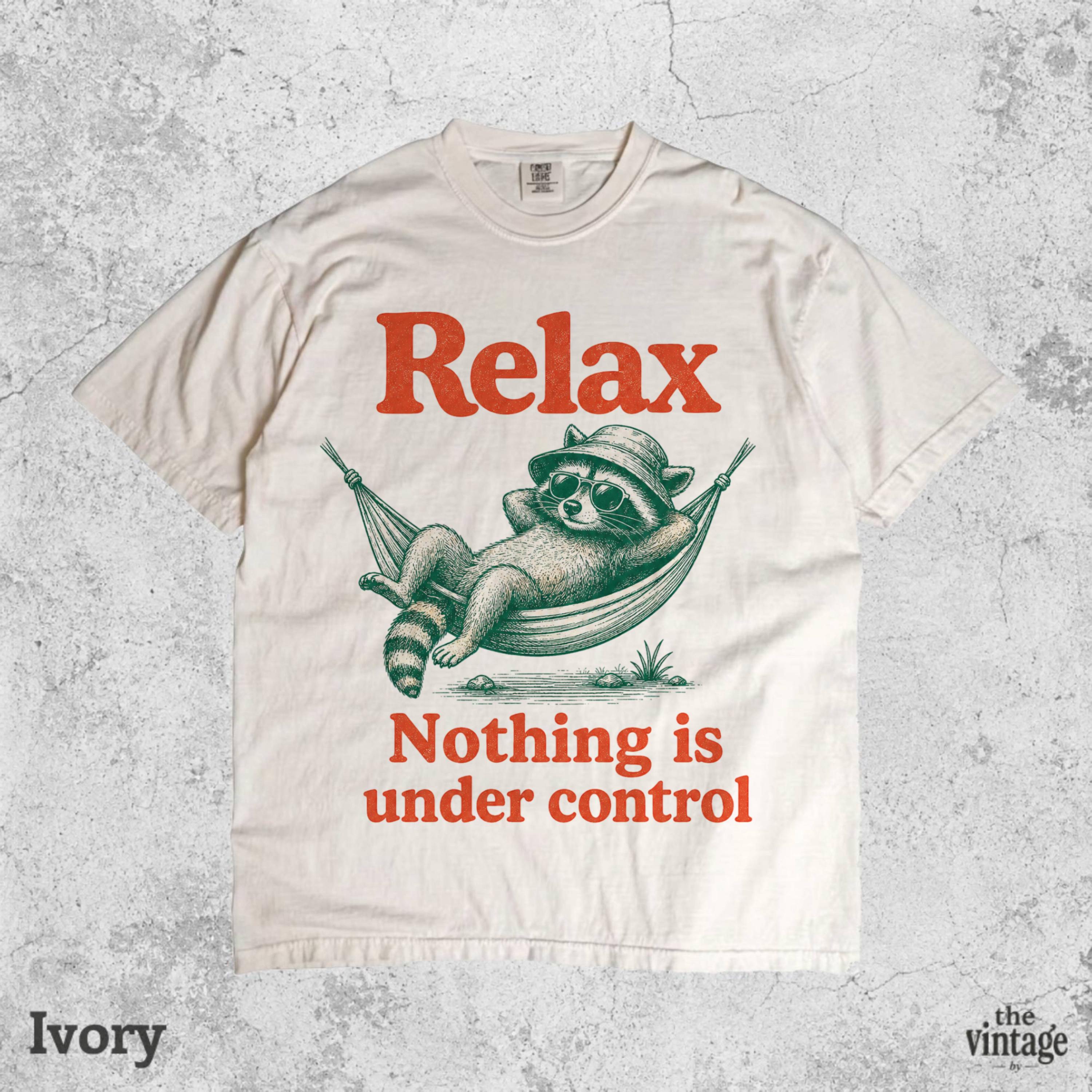Vintage Retro Comfort Colors Relax Nothing Is Under Control Shirt, Chill Raccoon Tee, Funny Raccoon Shirt, Trash Panda Graphic Tee, Summer