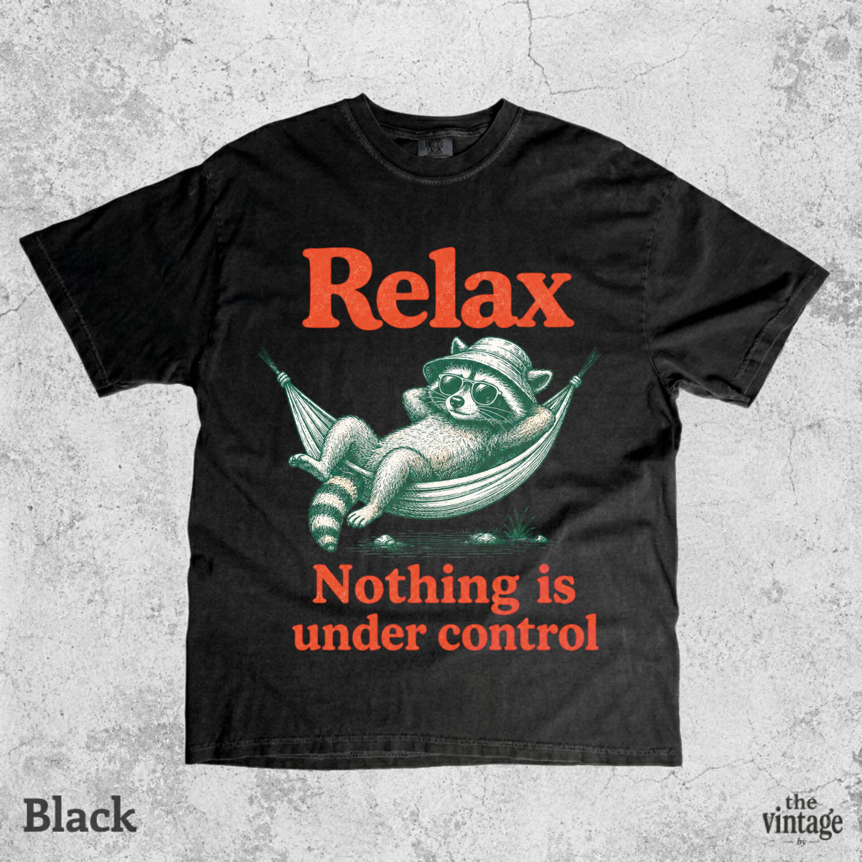 Vintage Retro Comfort Colors Relax Nothing Is Under Control Shirt, Chill Raccoon Tee, Funny Raccoon Shirt, Trash Panda Graphic Tee, Summer