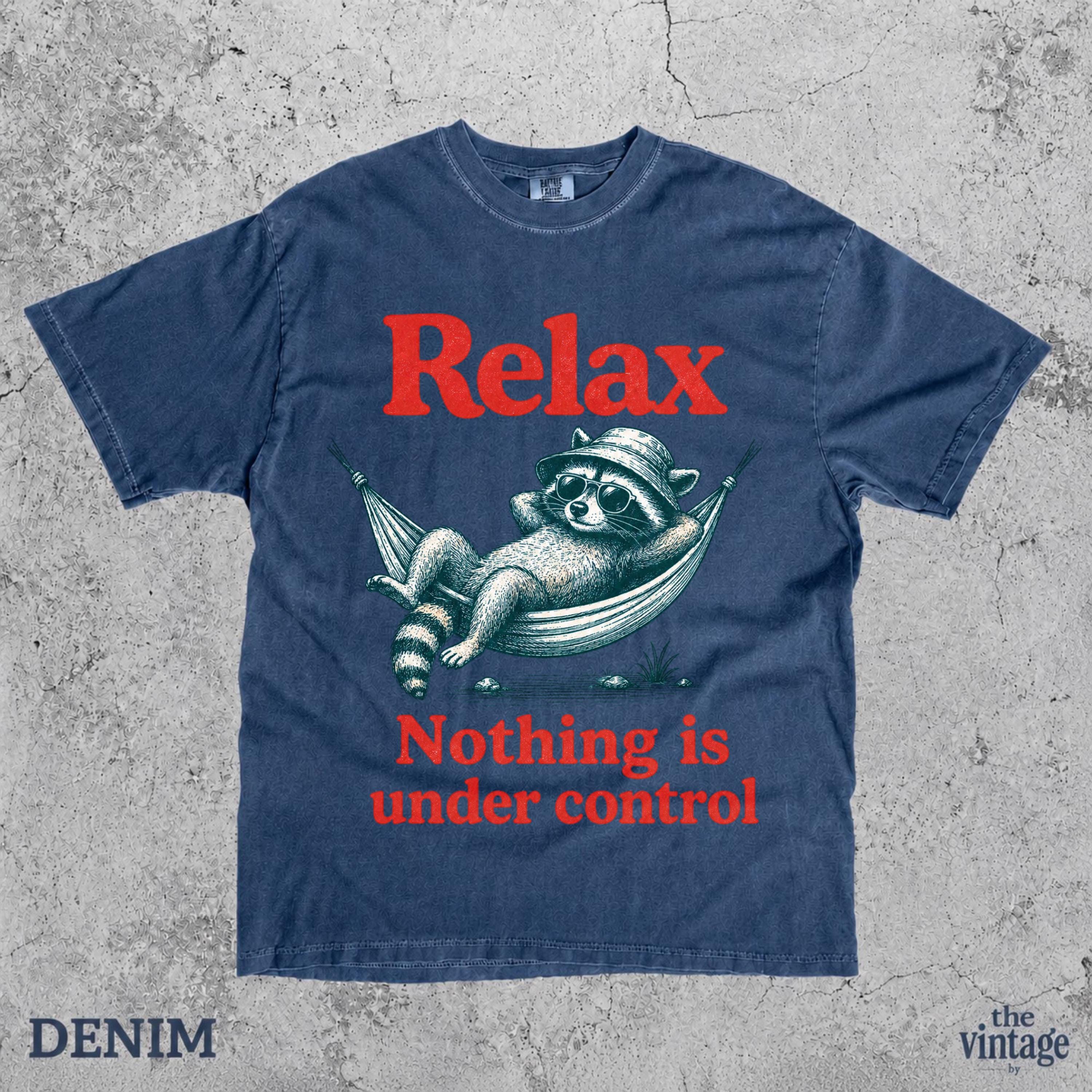 Vintage Retro Comfort Colors Relax Nothing Is Under Control Shirt, Chill Raccoon Tee, Funny Raccoon Shirt, Trash Panda Graphic Tee, Summer