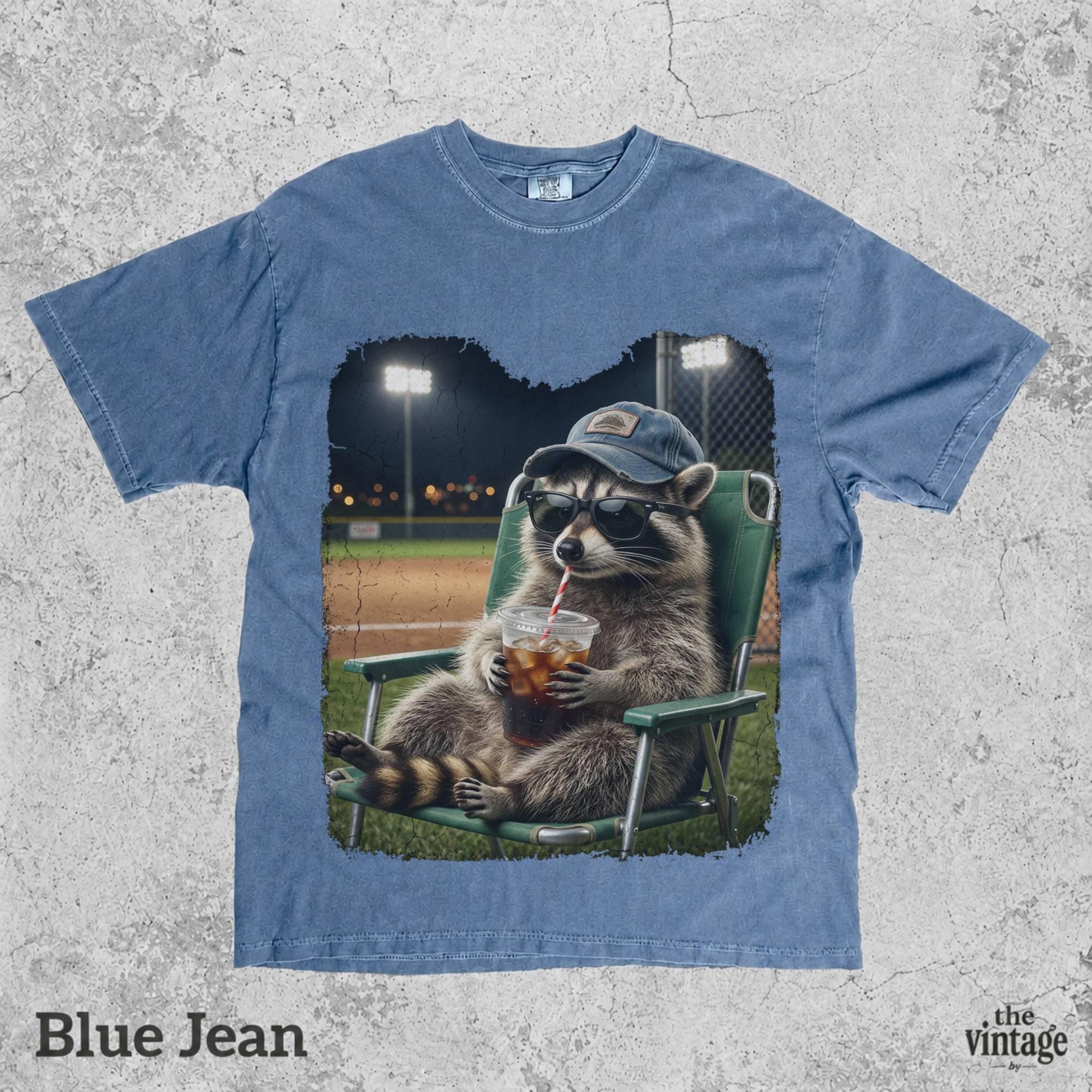 Vintage Retro Baseball Raccoon Graphic Tee | Comfort Colors Shirt | Funny Ballpark Raccoon T-Shirt | Game Day Animal Tee