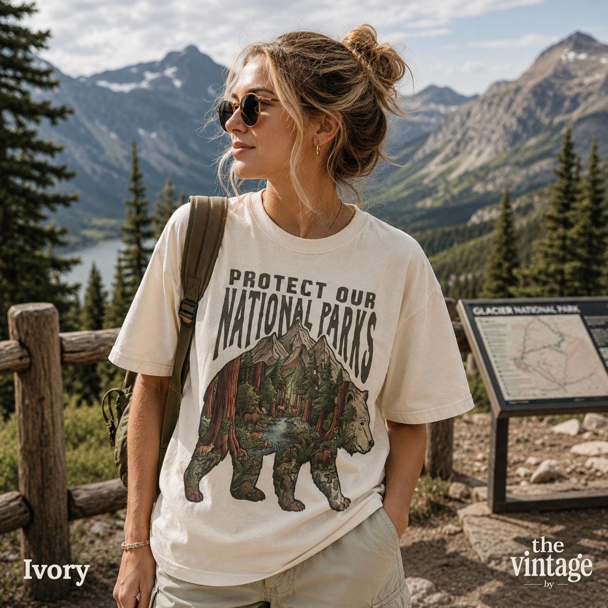 Protect Our National Parks Bear Graphic Tee, Vintage Nature Comfort Colors Shirt, Retro Wildlife Mountain T-Shirt, Outdoor Adventure Gift