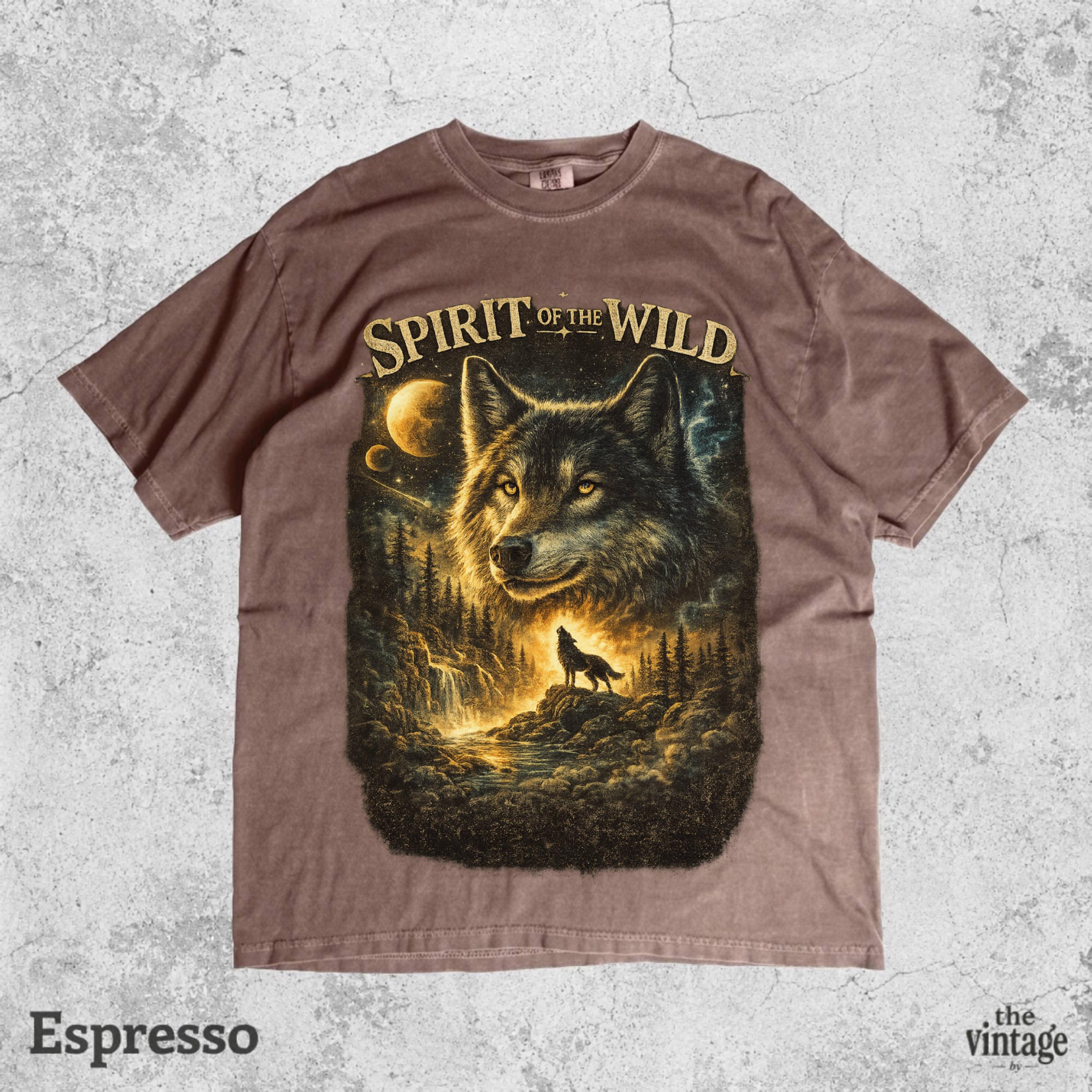 Vintage Retro Wolf Comfort Colors Shirt, Nature Wolf Graphic Tee, Mystic Forest Wolf T-Shirt, Moonlight Wolf Art Shirt, Wildlife Lover Gift,