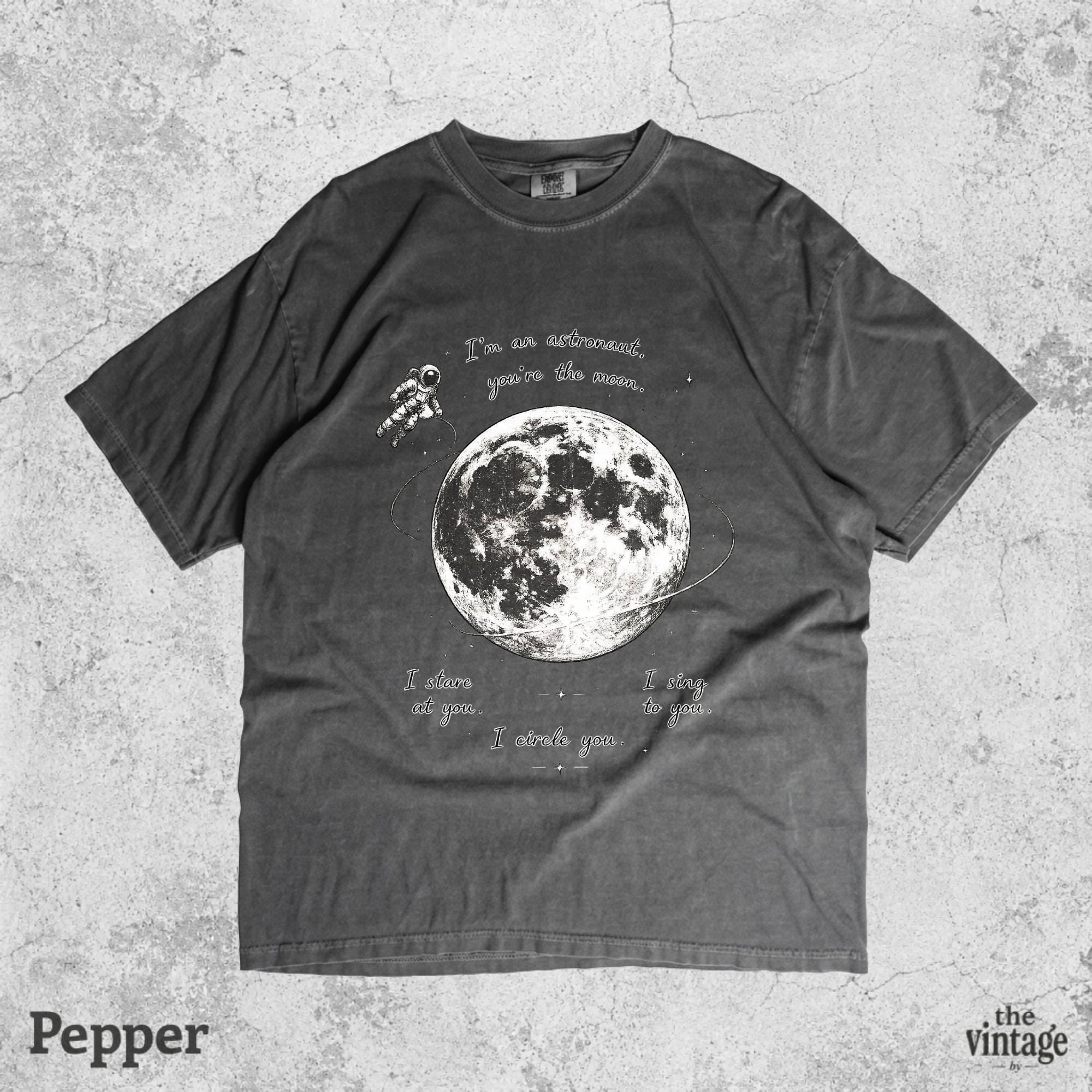 Vintage Retro Astronaut Moon Comfort Colors Shirt, Celestial Graphic Tee, Cosmic Love Quote T Shirt, Space Aesthetic Gift, Lunar Oversized